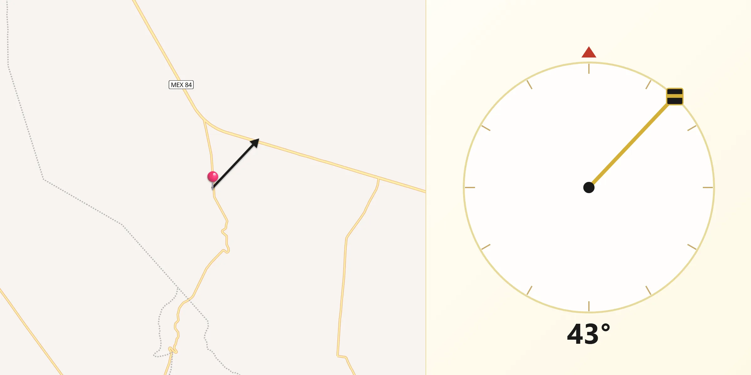 Dirección de la Qibla desde La Virgencita