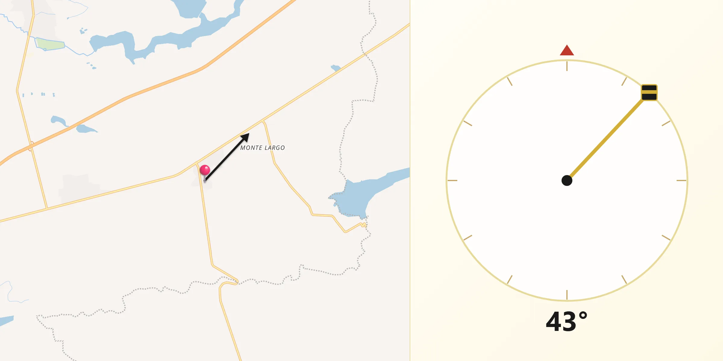 Dirección de la Qibla desde Tierras Coloradas
