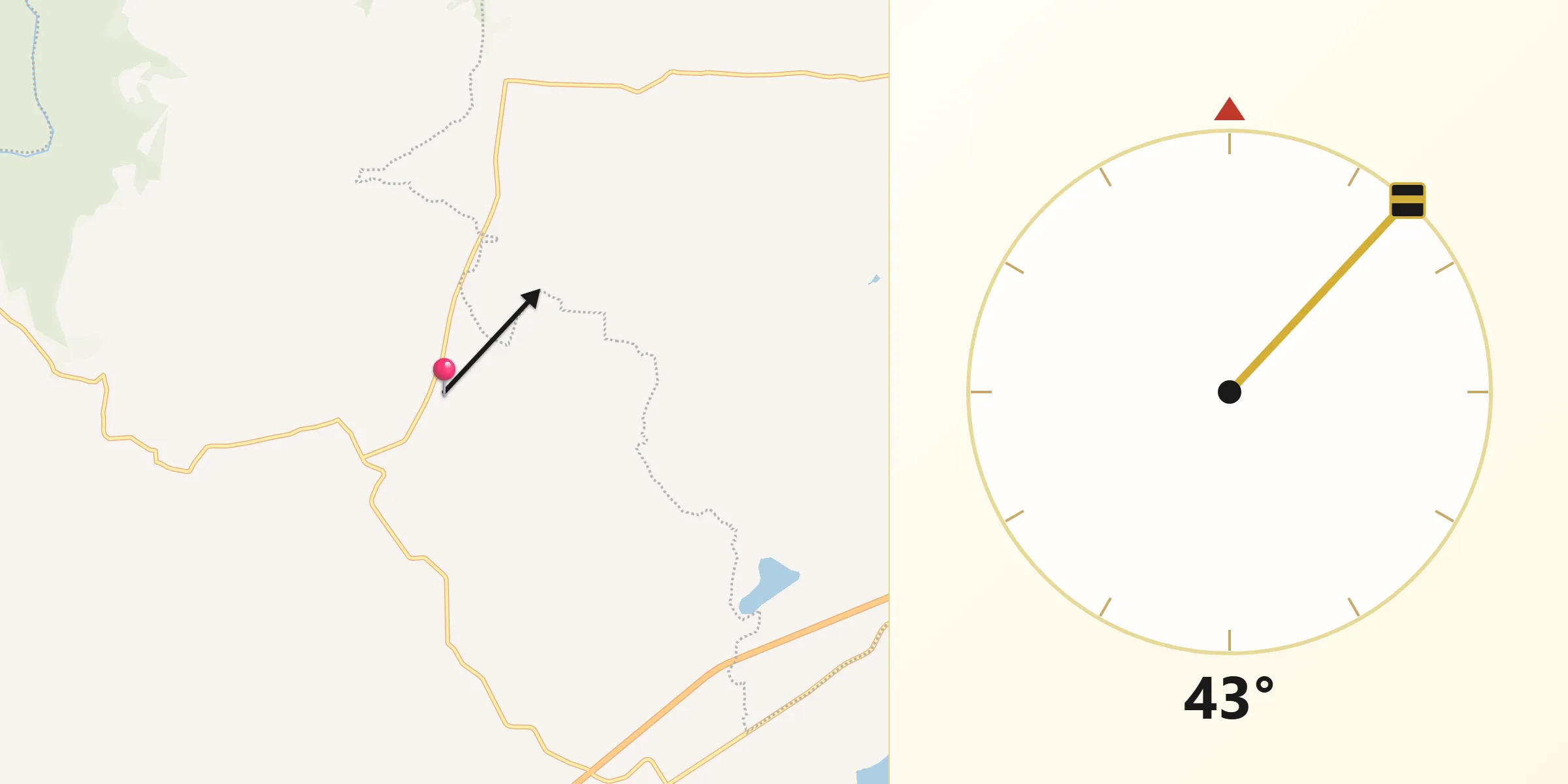 Dirección de la Qibla desde El Carricillo