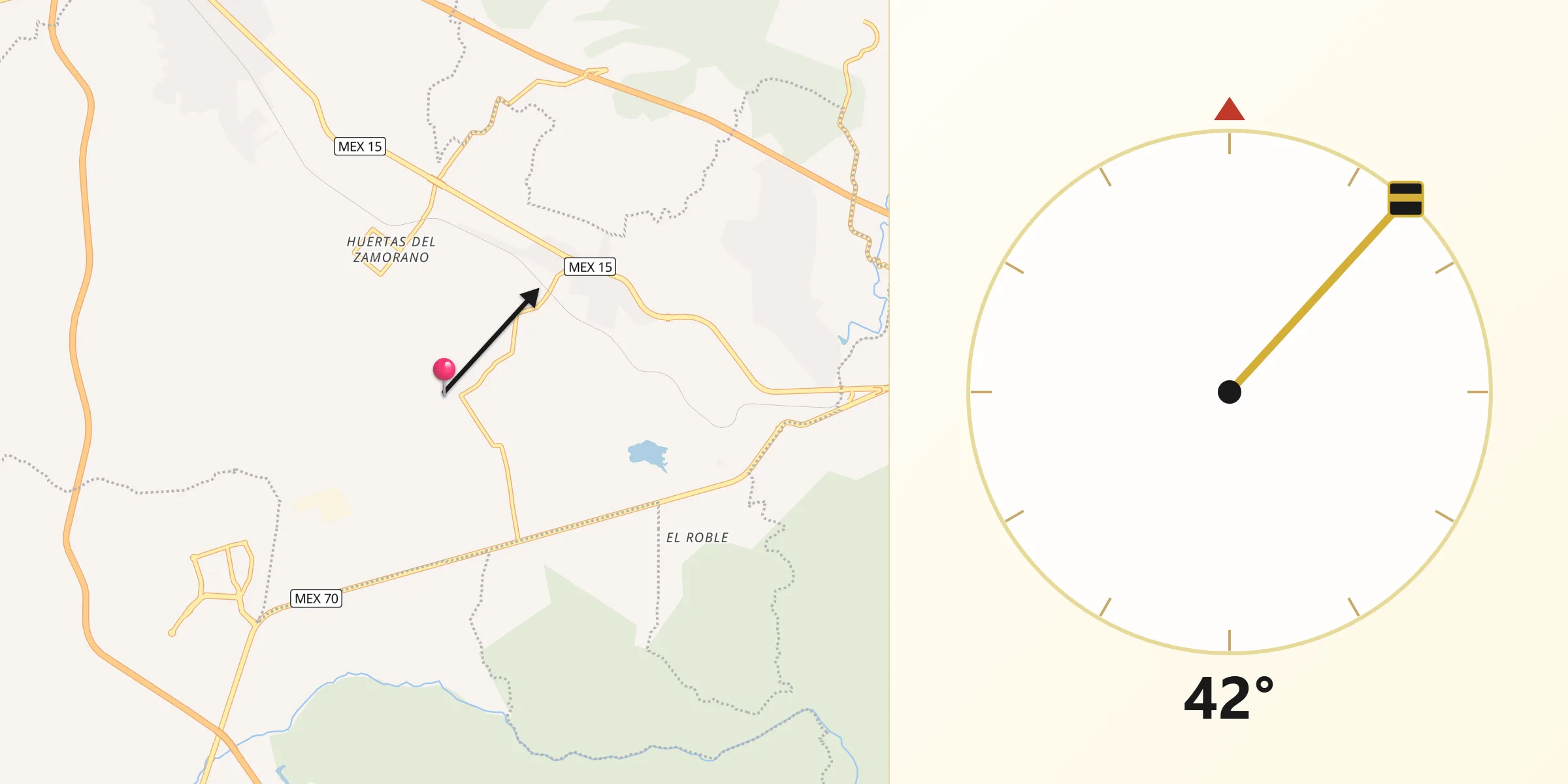 Dirección de la Qibla desde Huaxtla