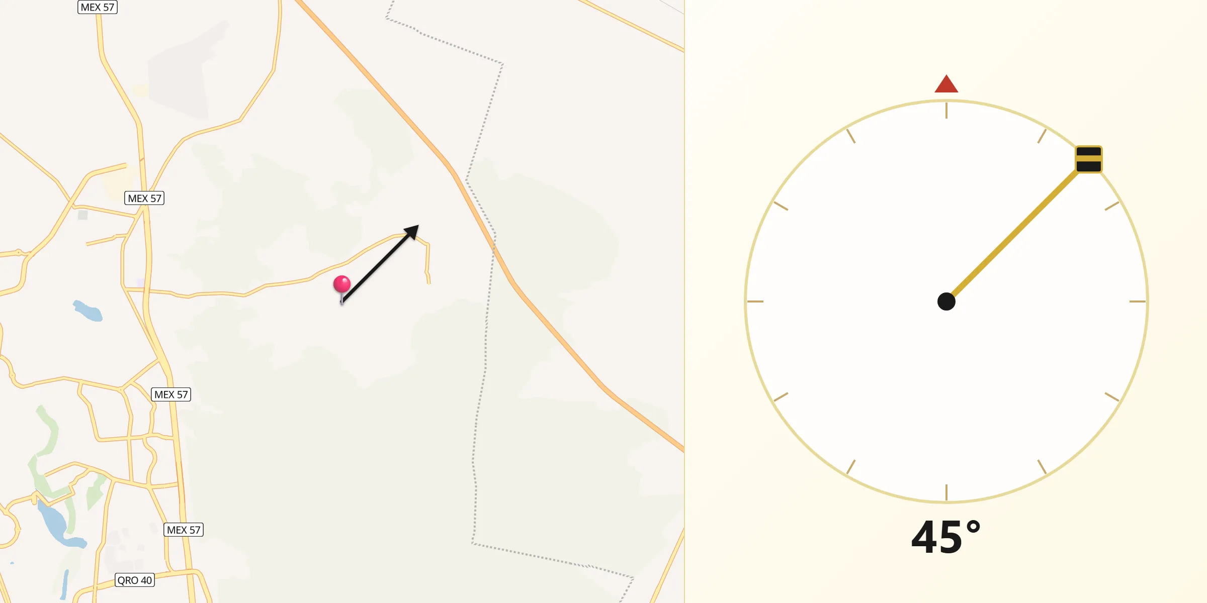 Dirección de la Qibla desde San José Buenavista