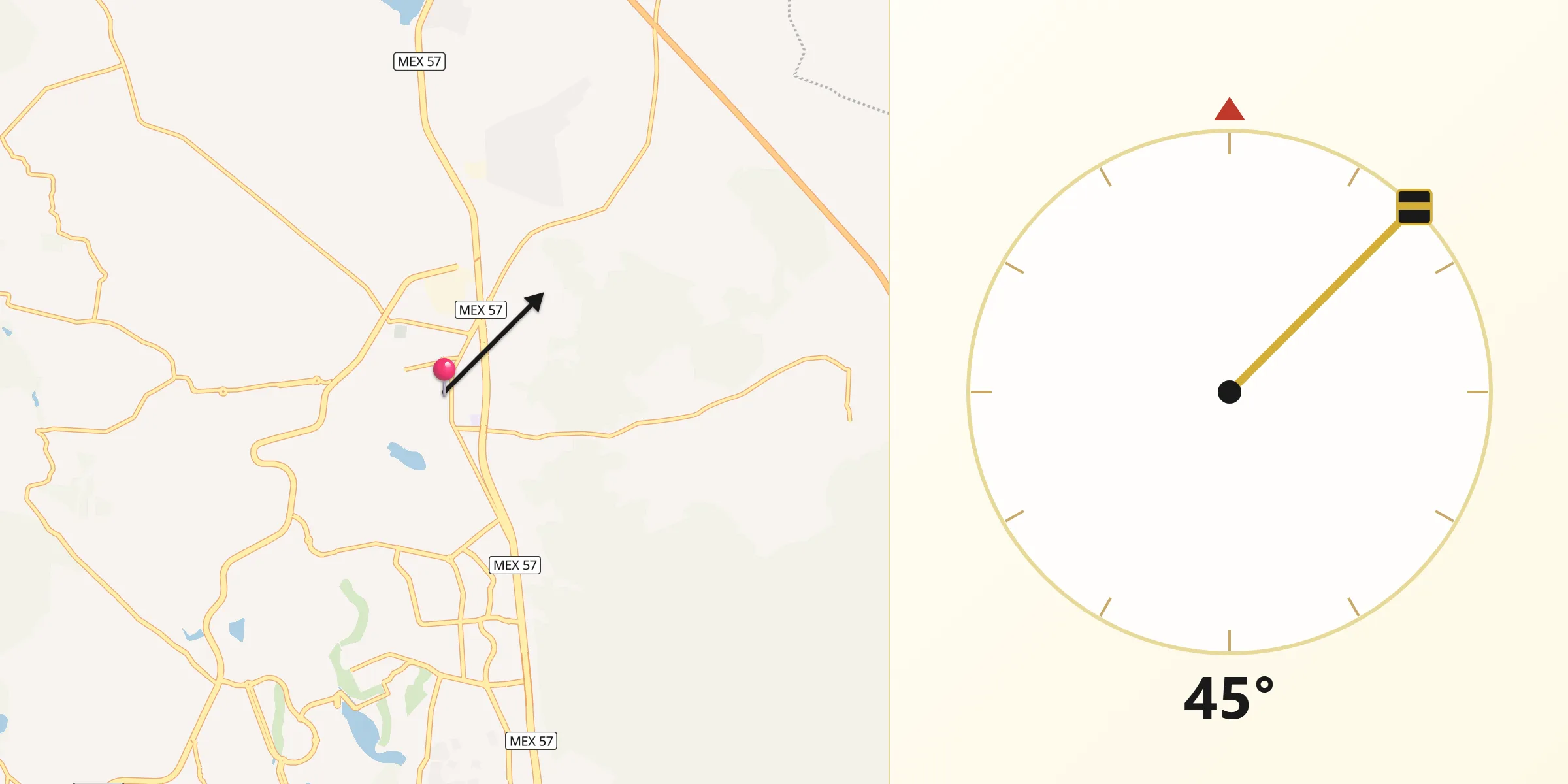 Dirección de la Qibla desde Santa Rosa Jauregui