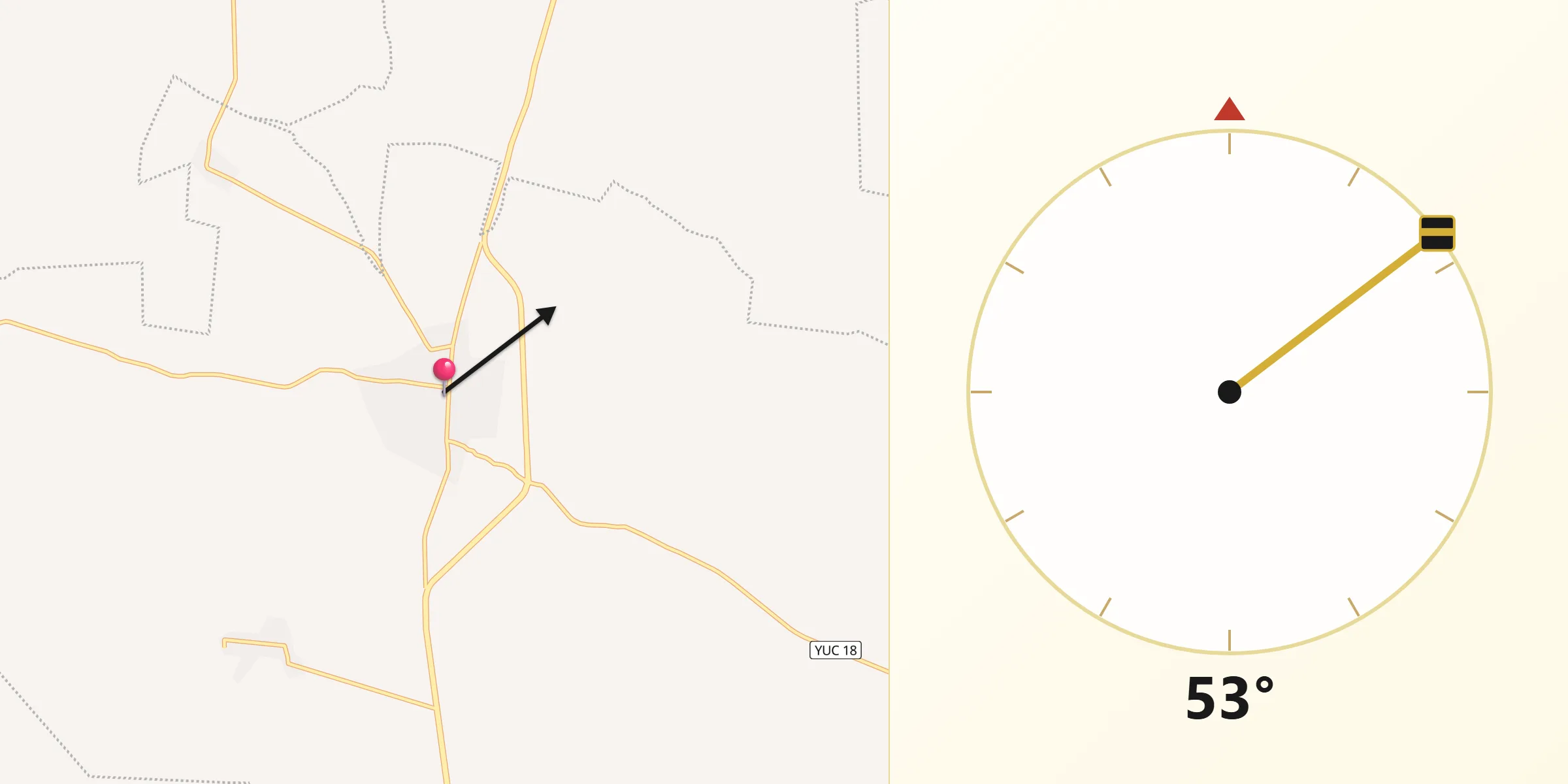 Dirección de la Qibla desde Tekoh
