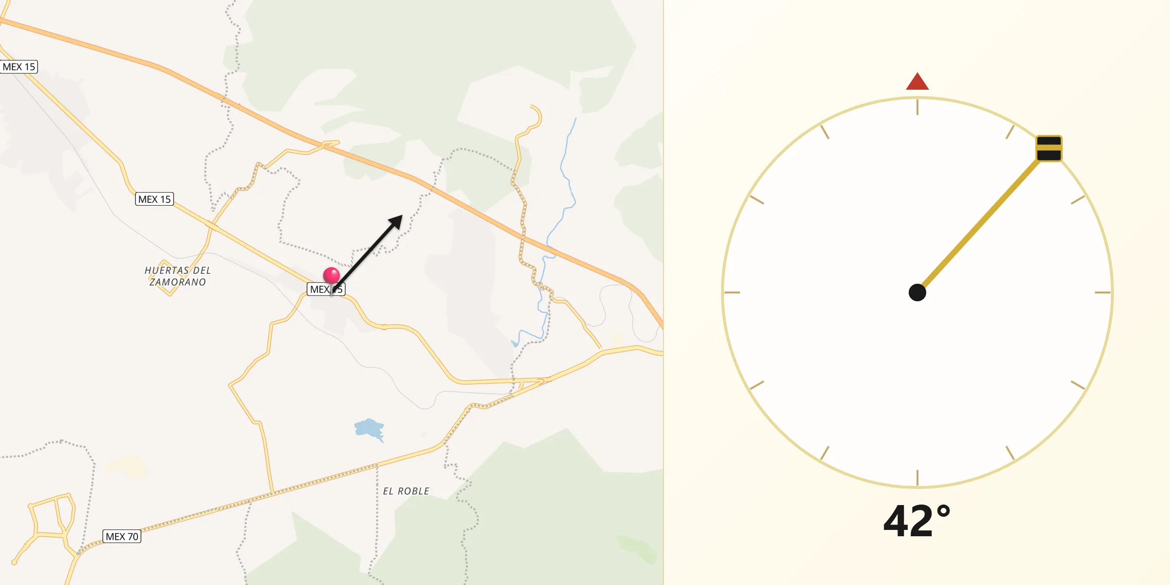 Dirección de la Qibla desde Santa Cruz del Astillero