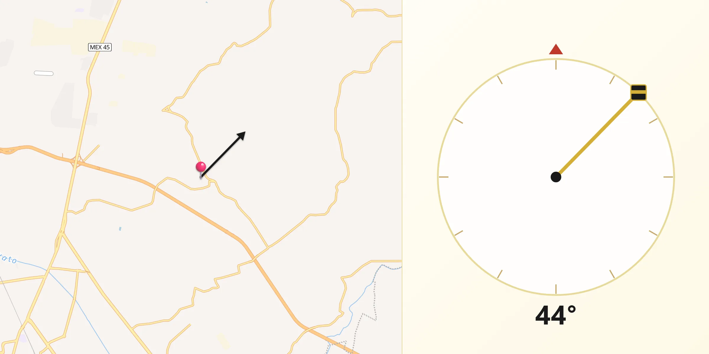 Dirección de la Qibla desde Valencianita