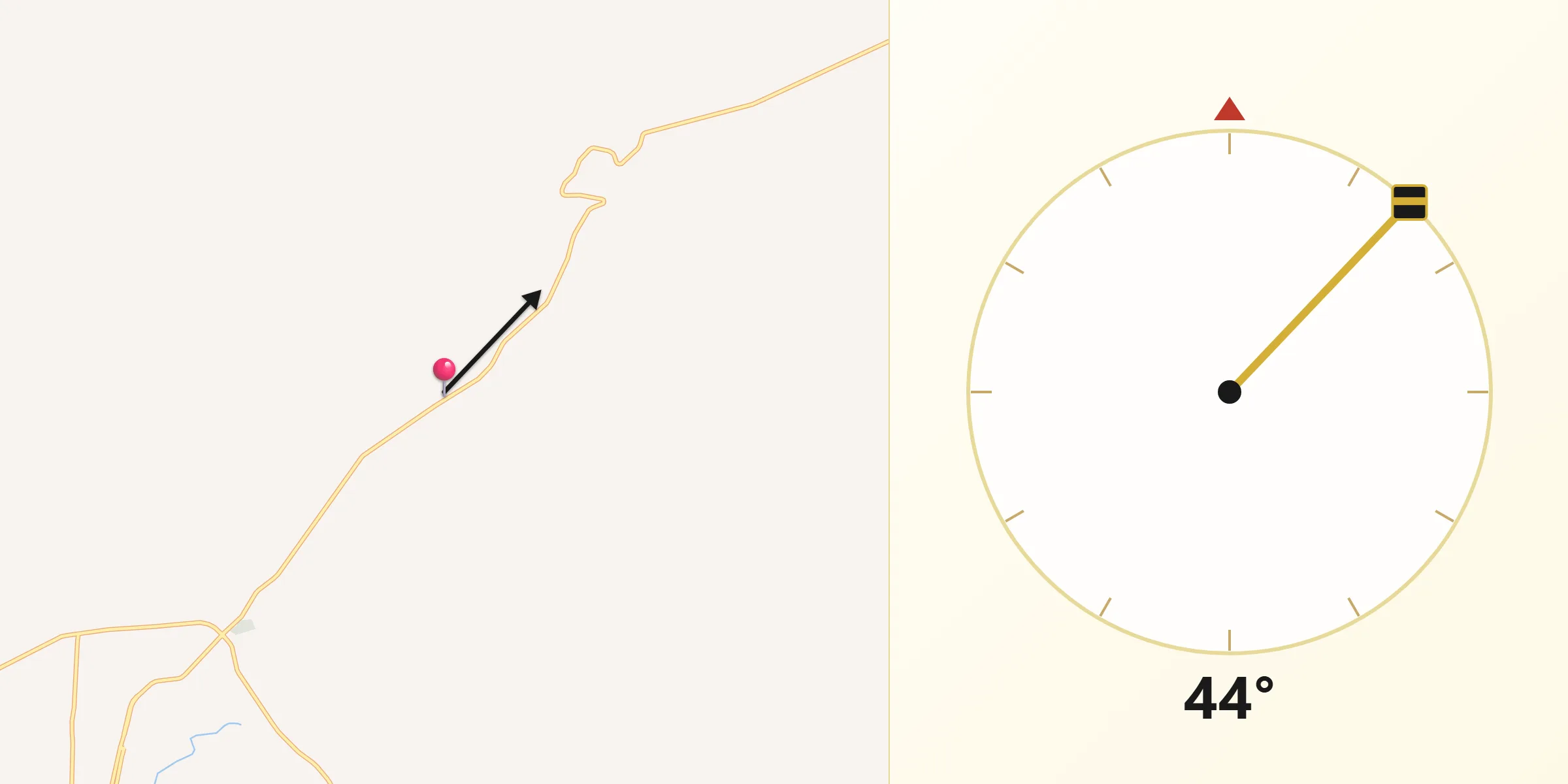Dirección de la Qibla desde La Cieneguita