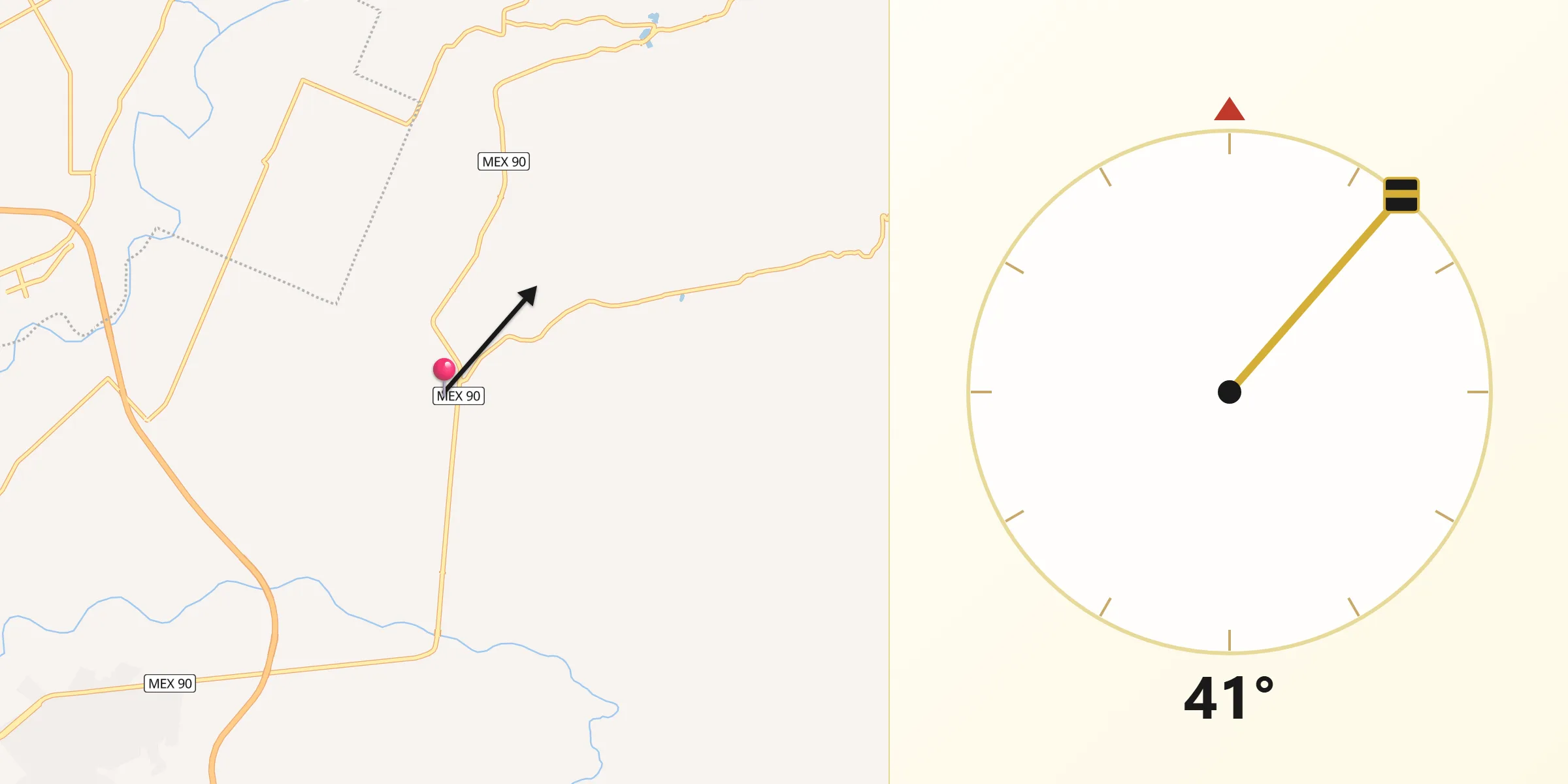 Dirección de la Qibla desde Colinas del Valle