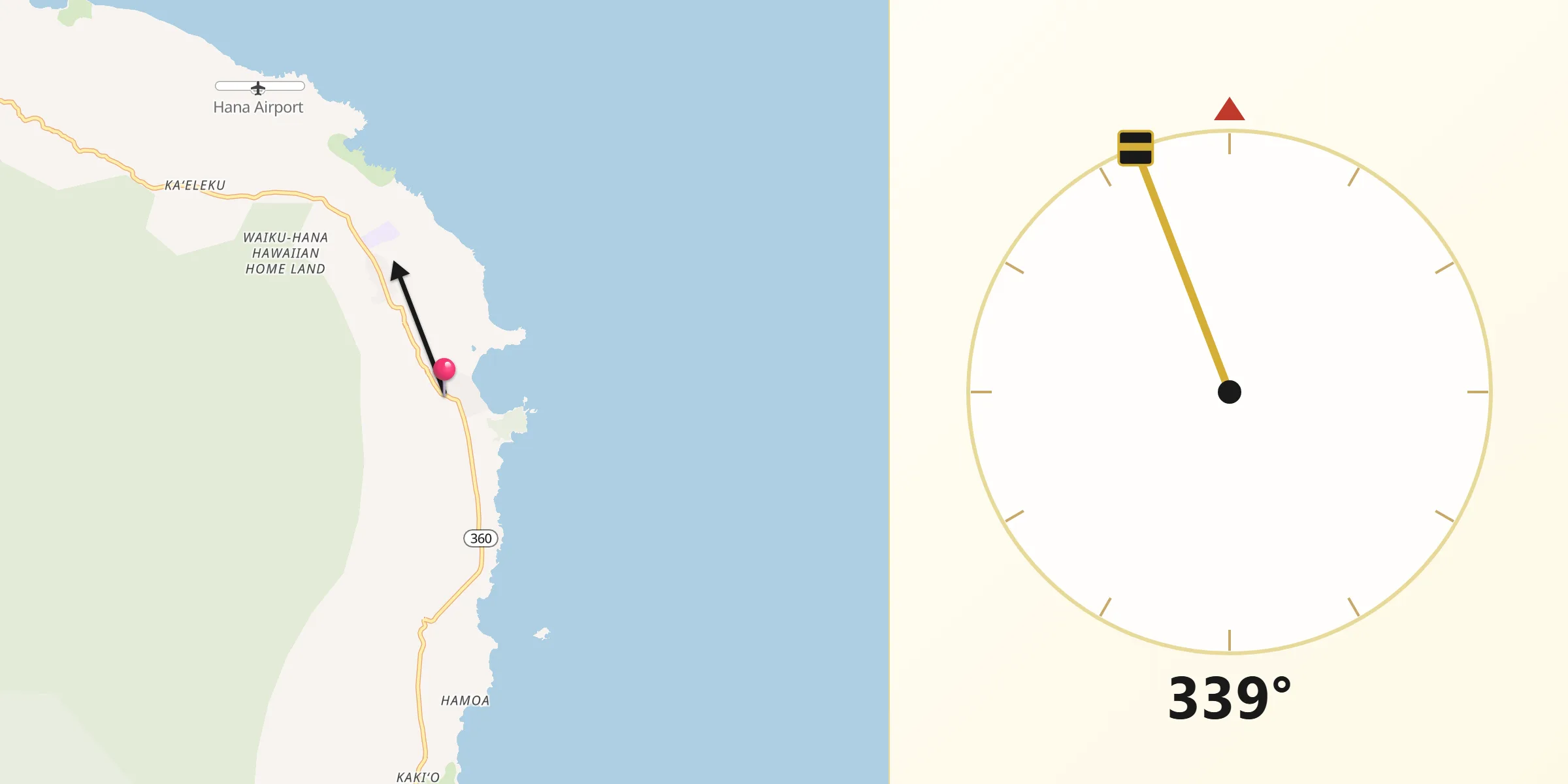 Qibla Direction from Hana