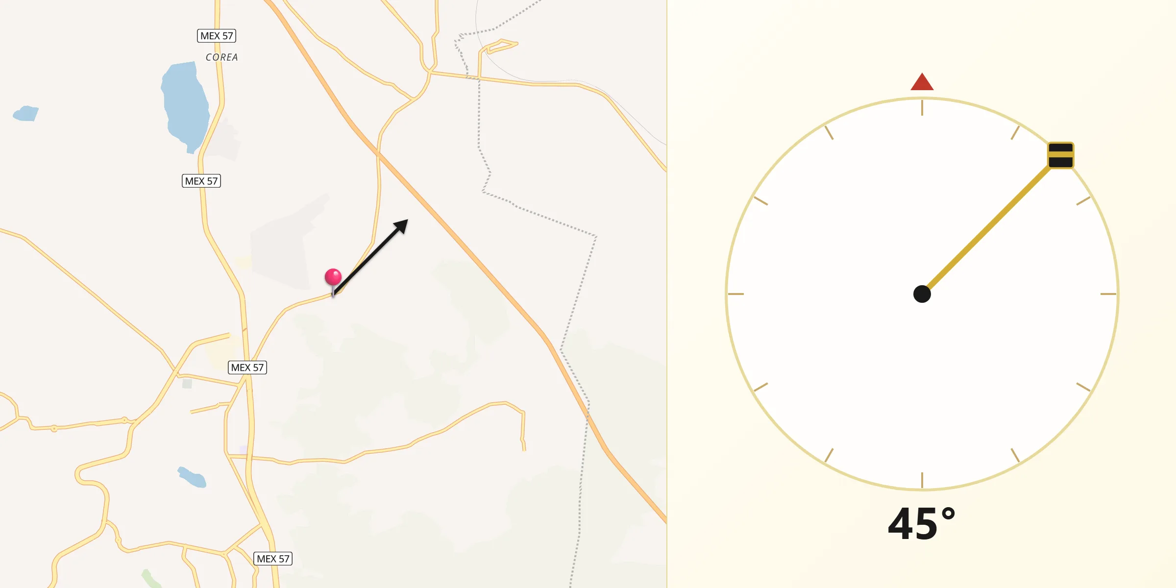 Dirección de la Qibla desde Montenegro