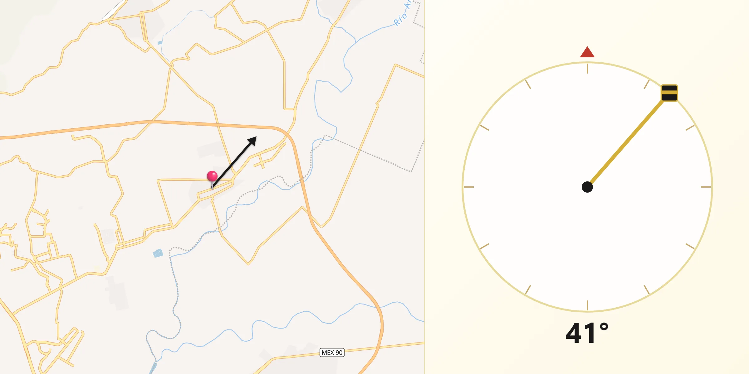 Dirección de la Qibla desde San José del Valle
