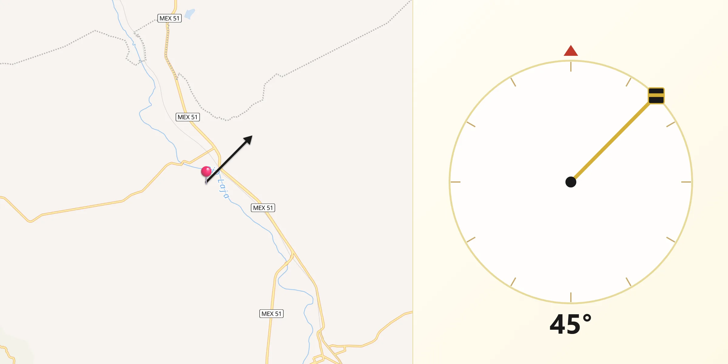 Dirección de la Qibla desde Orduña de Arriba