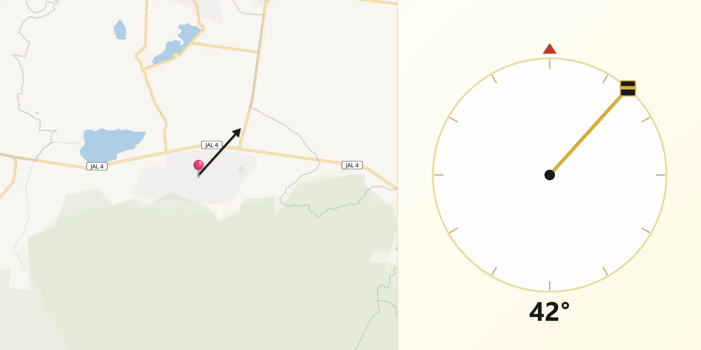 Dirección de la Qibla desde Etzatlán