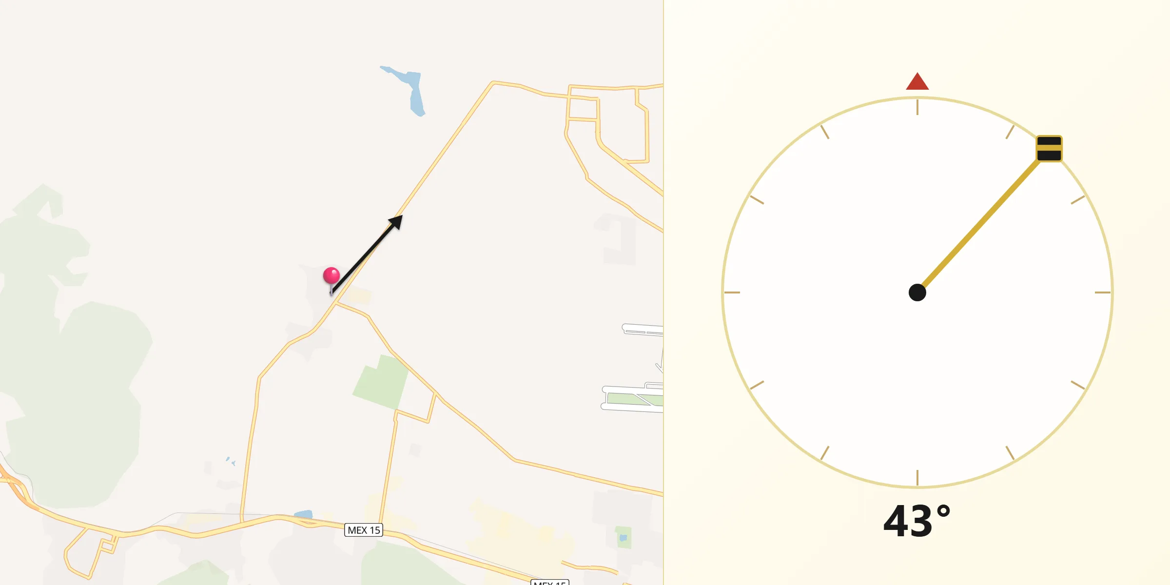 Dirección de la Qibla desde Nextipac