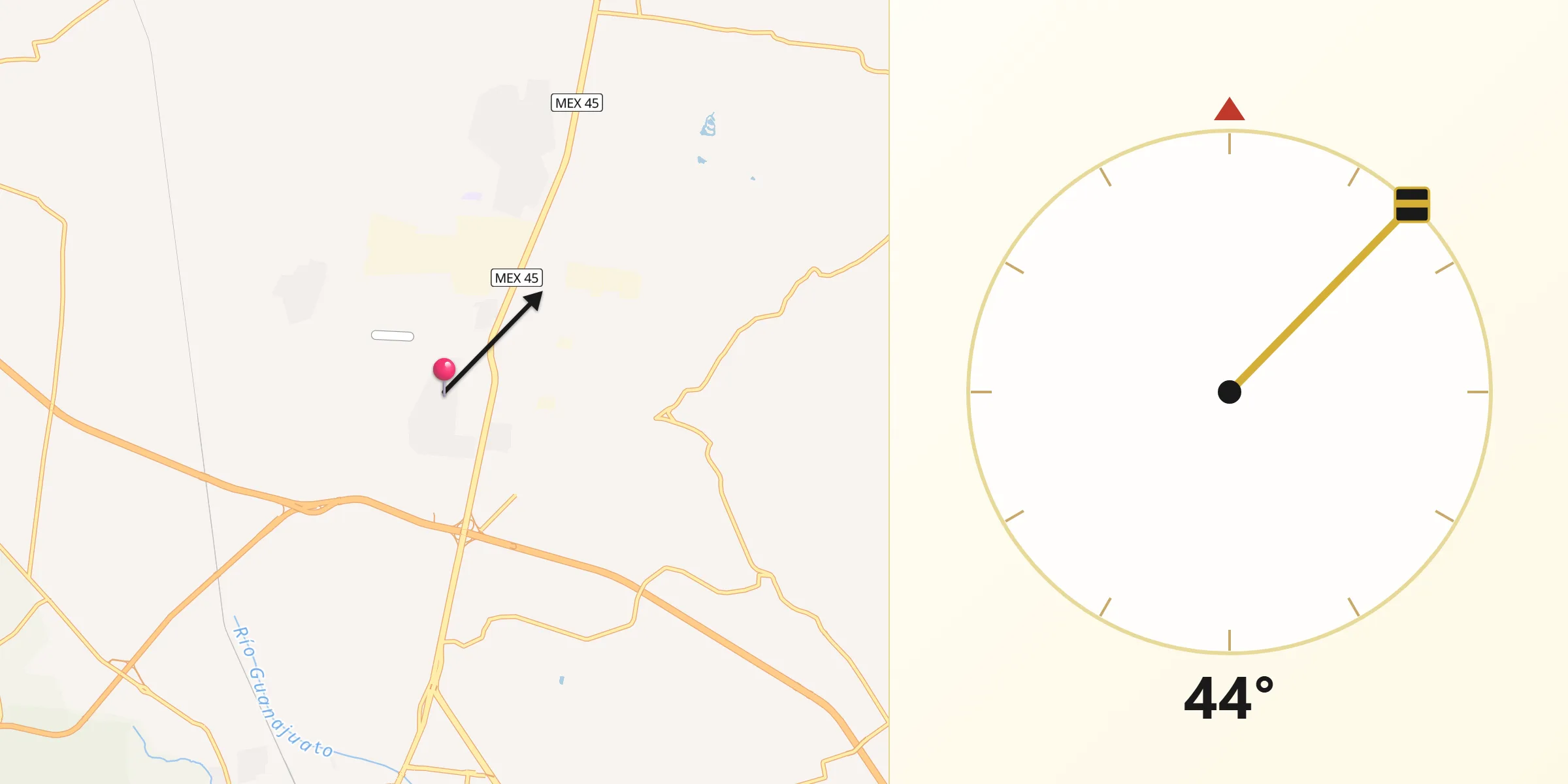 Dirección de la Qibla desde Lo de Juárez