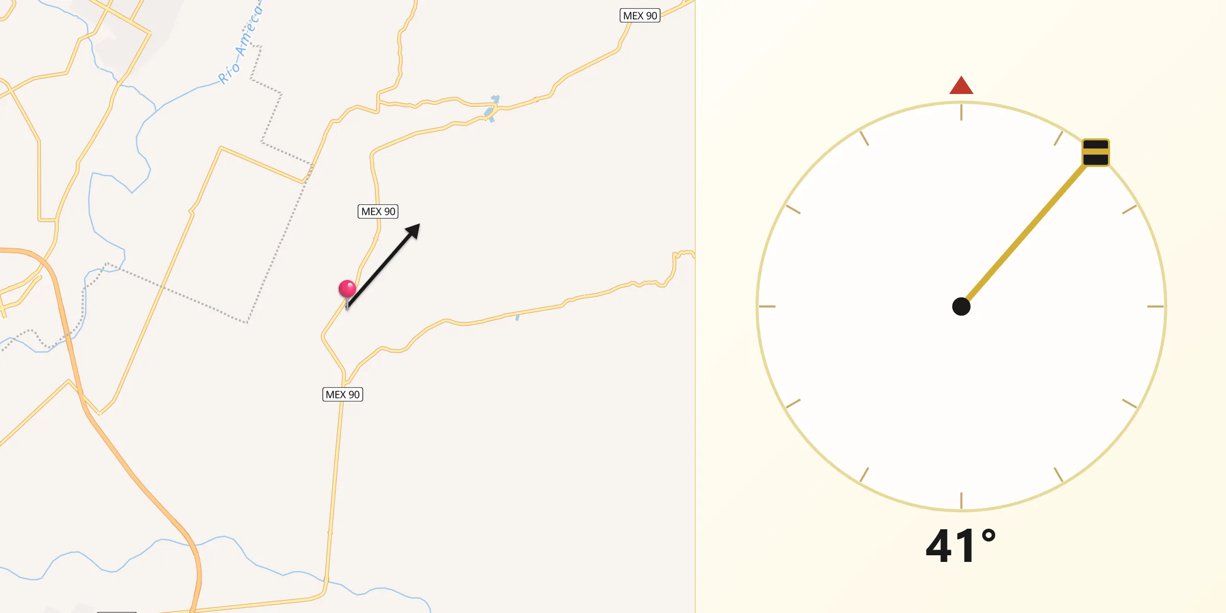 Dirección de la Qibla desde El Colorado