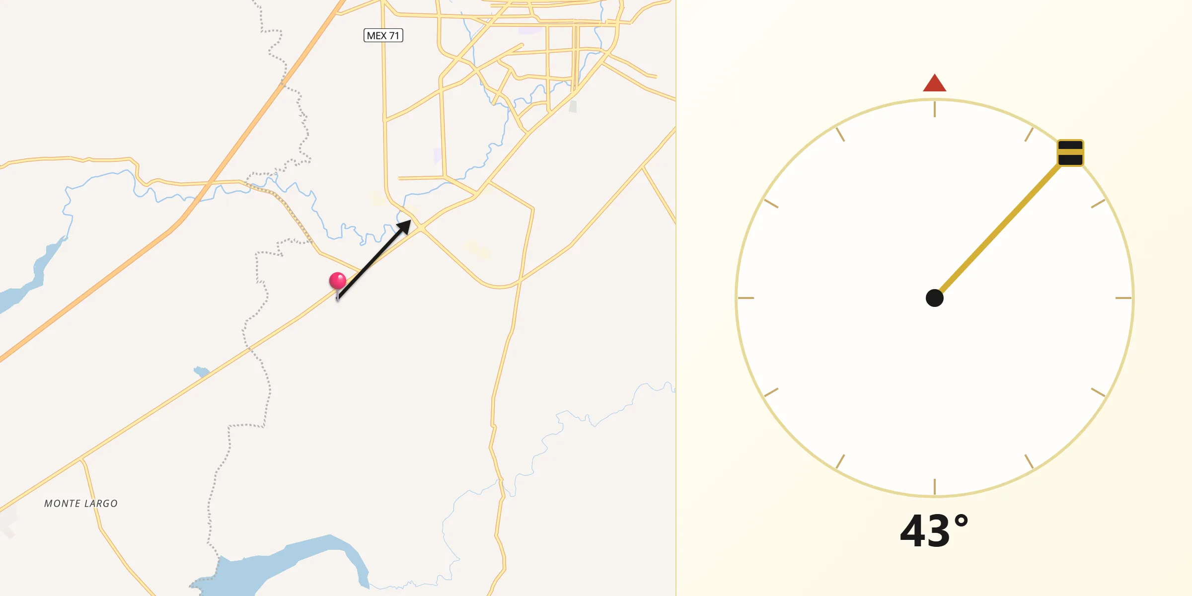 Dirección de la Qibla desde El Chispeadero