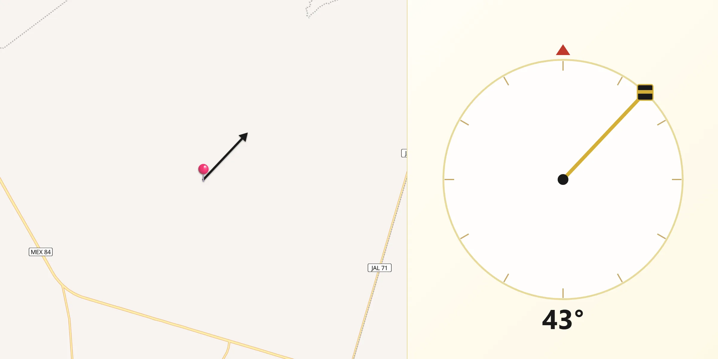 Dirección de la Qibla desde El Alto