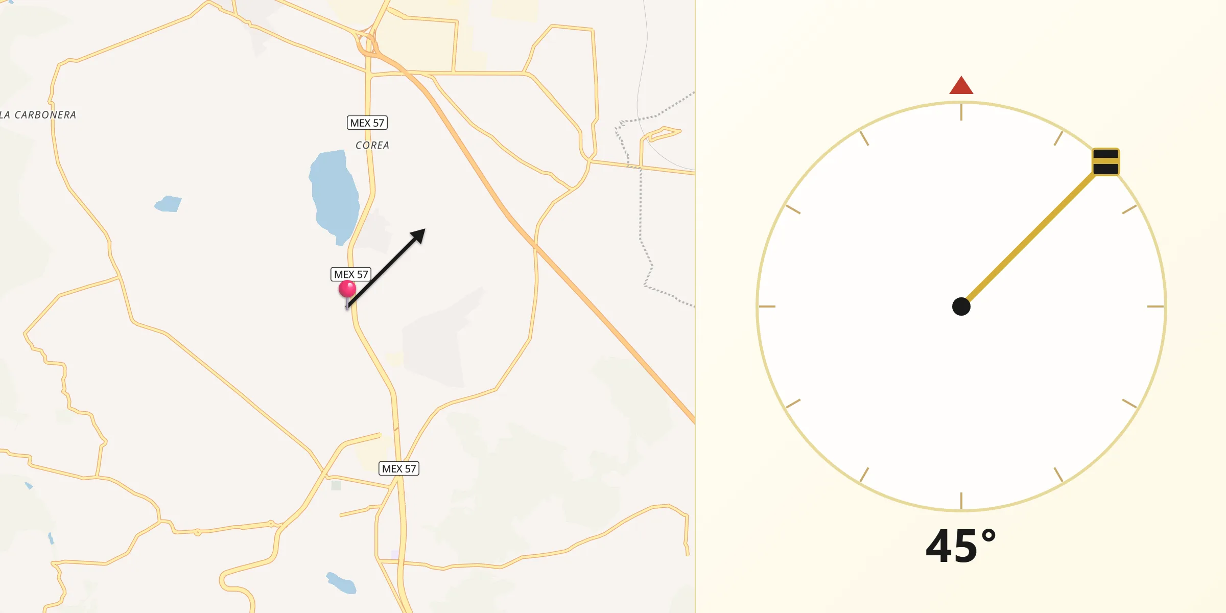 Dirección de la Qibla desde Ciudad Santa Catarina