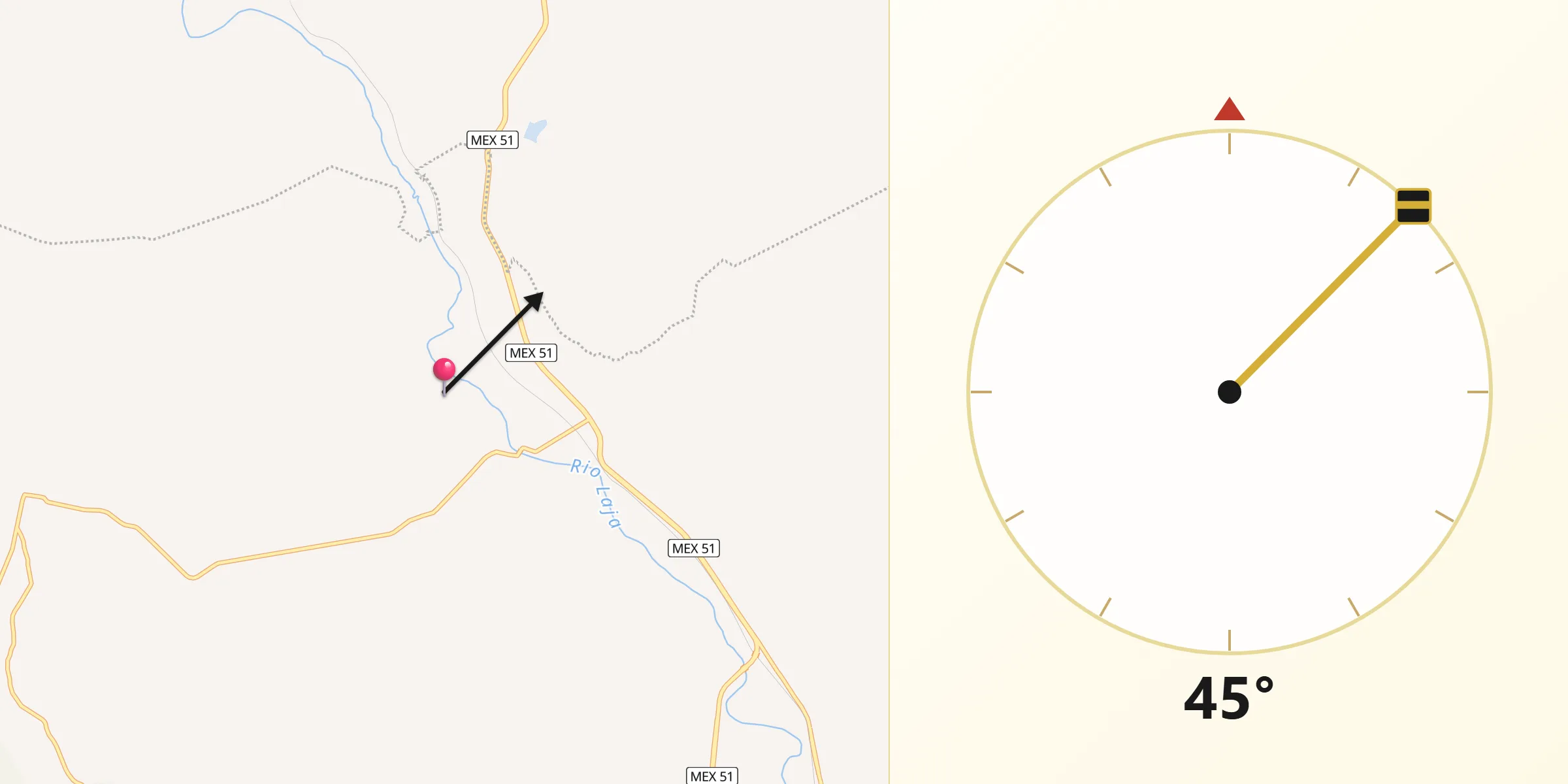 Dirección de la Qibla desde Morales