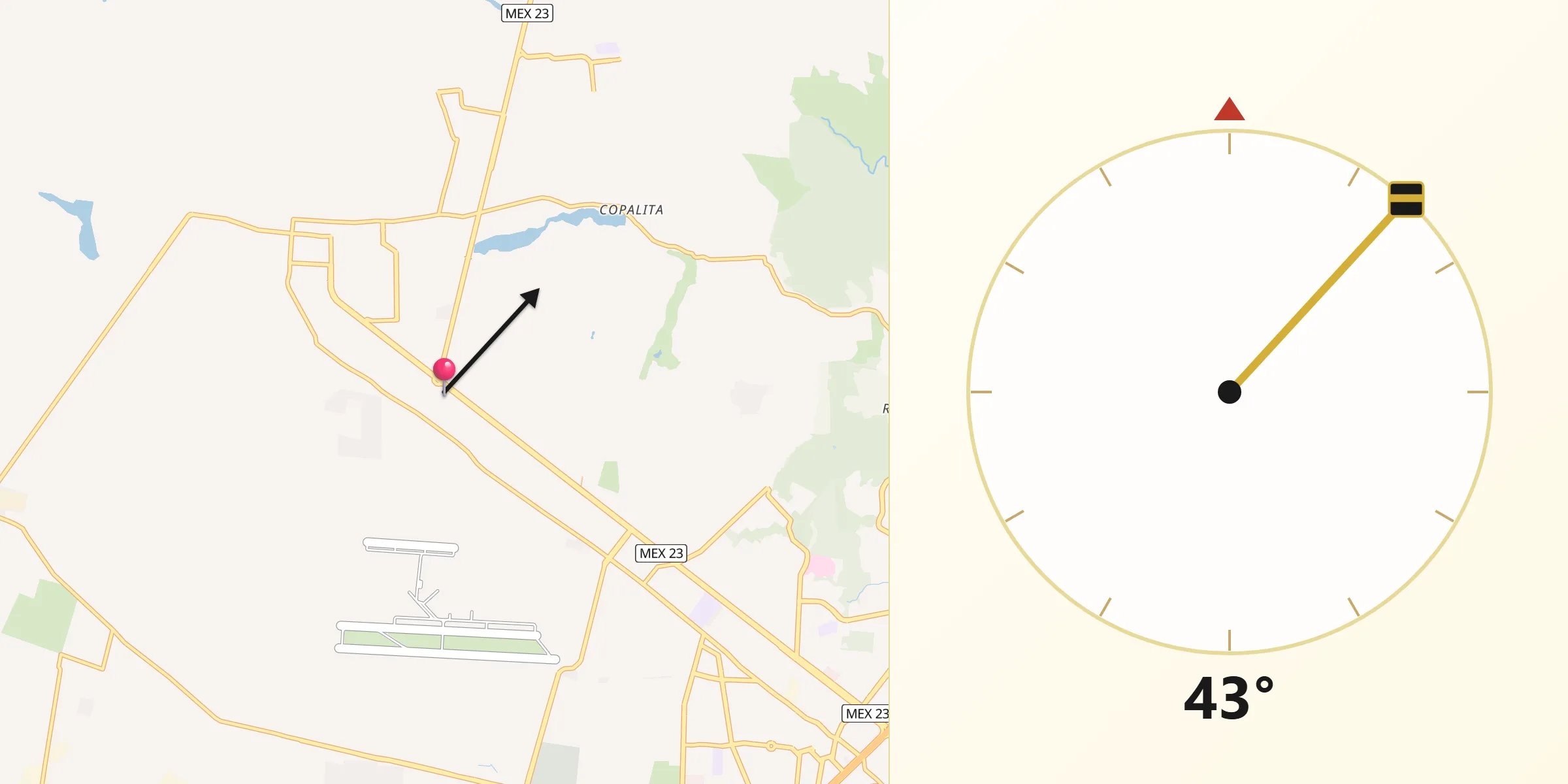 Dirección de la Qibla desde La Cuchilla