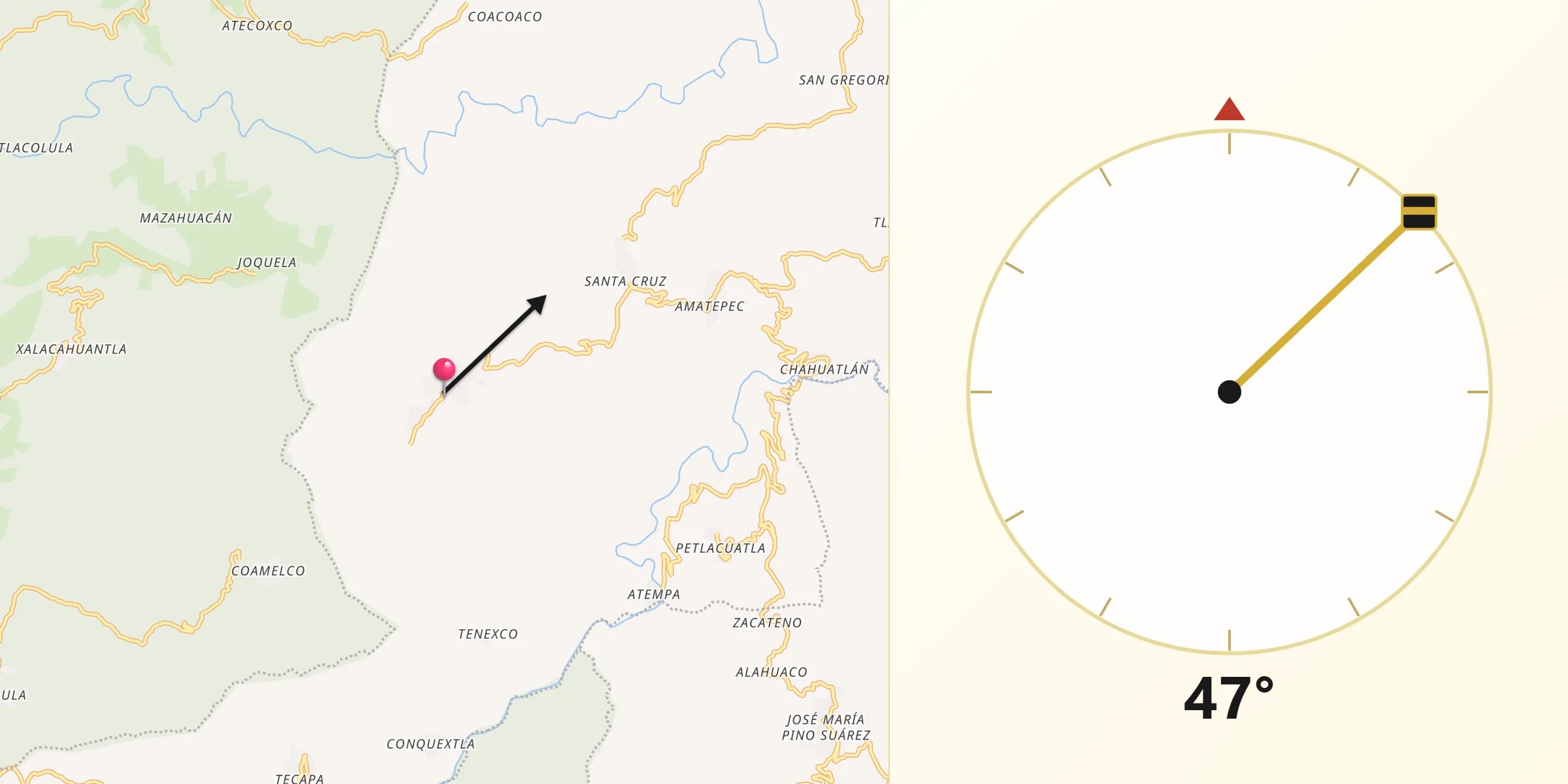 Dirección de la Qibla desde Ilamatlán