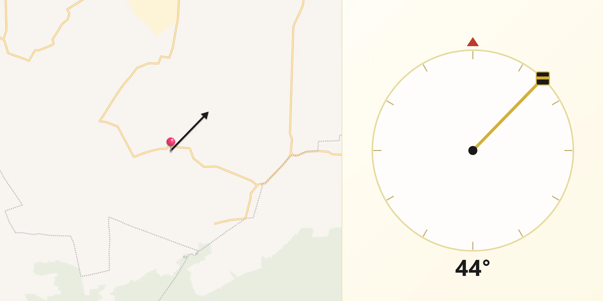 Dirección de la Qibla desde Santa Rosa de Rivas