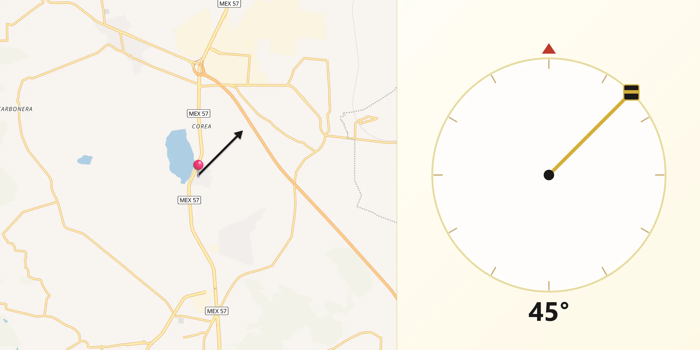 Dirección de la Qibla desde San Isidro Buenavista