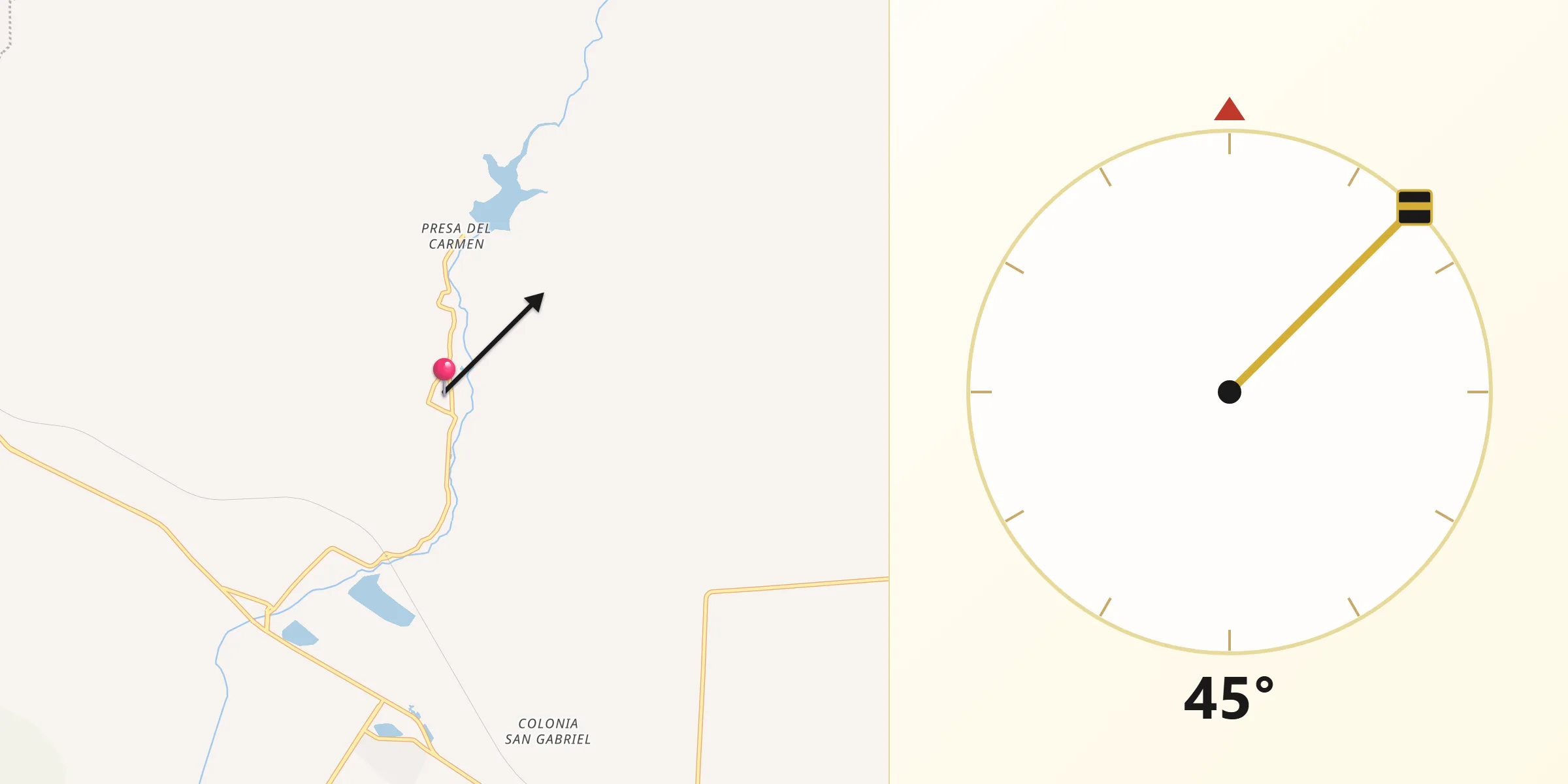 Dirección de la Qibla desde Los Baños