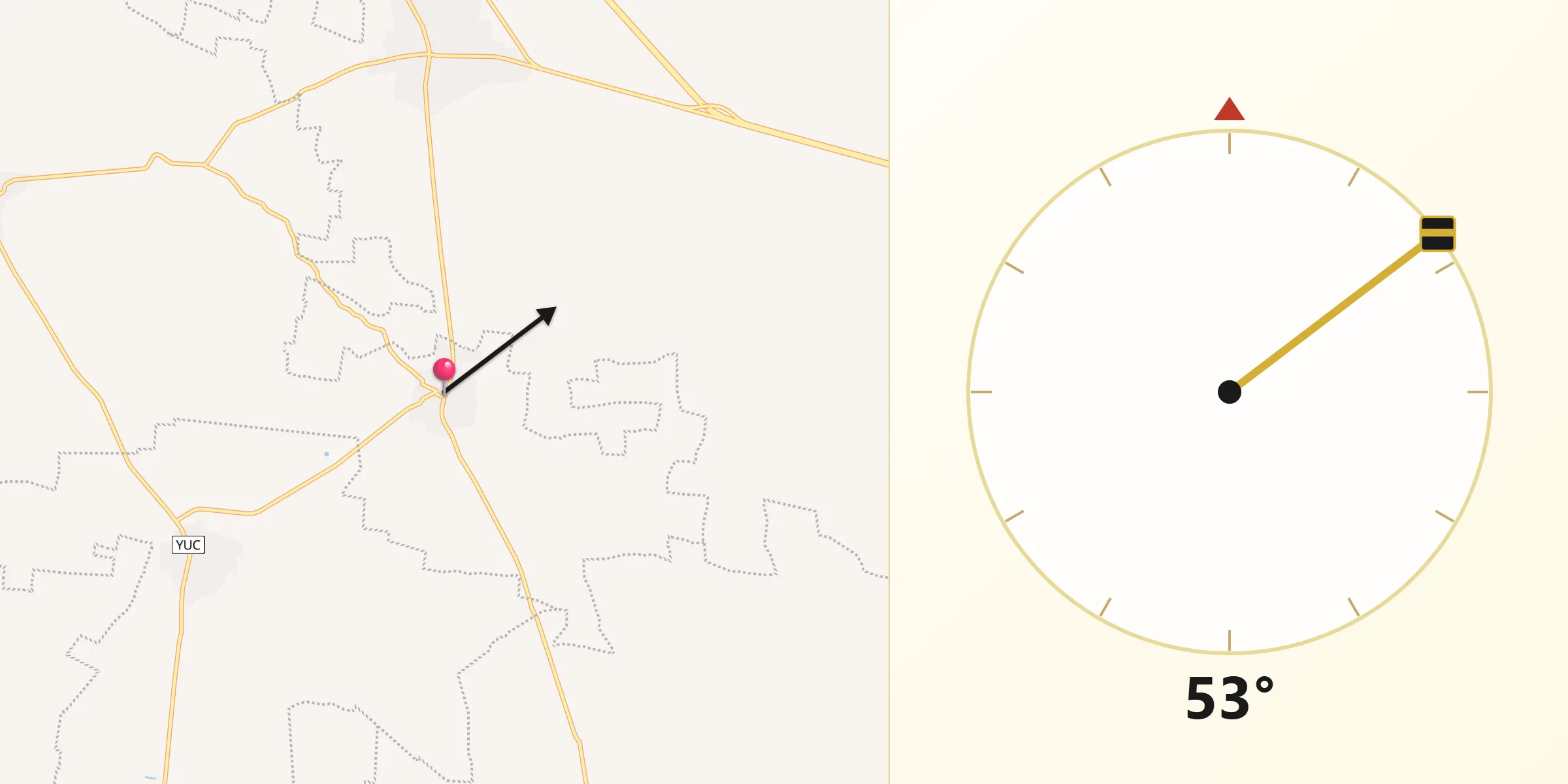 Dirección de la Qibla desde Sahcaba