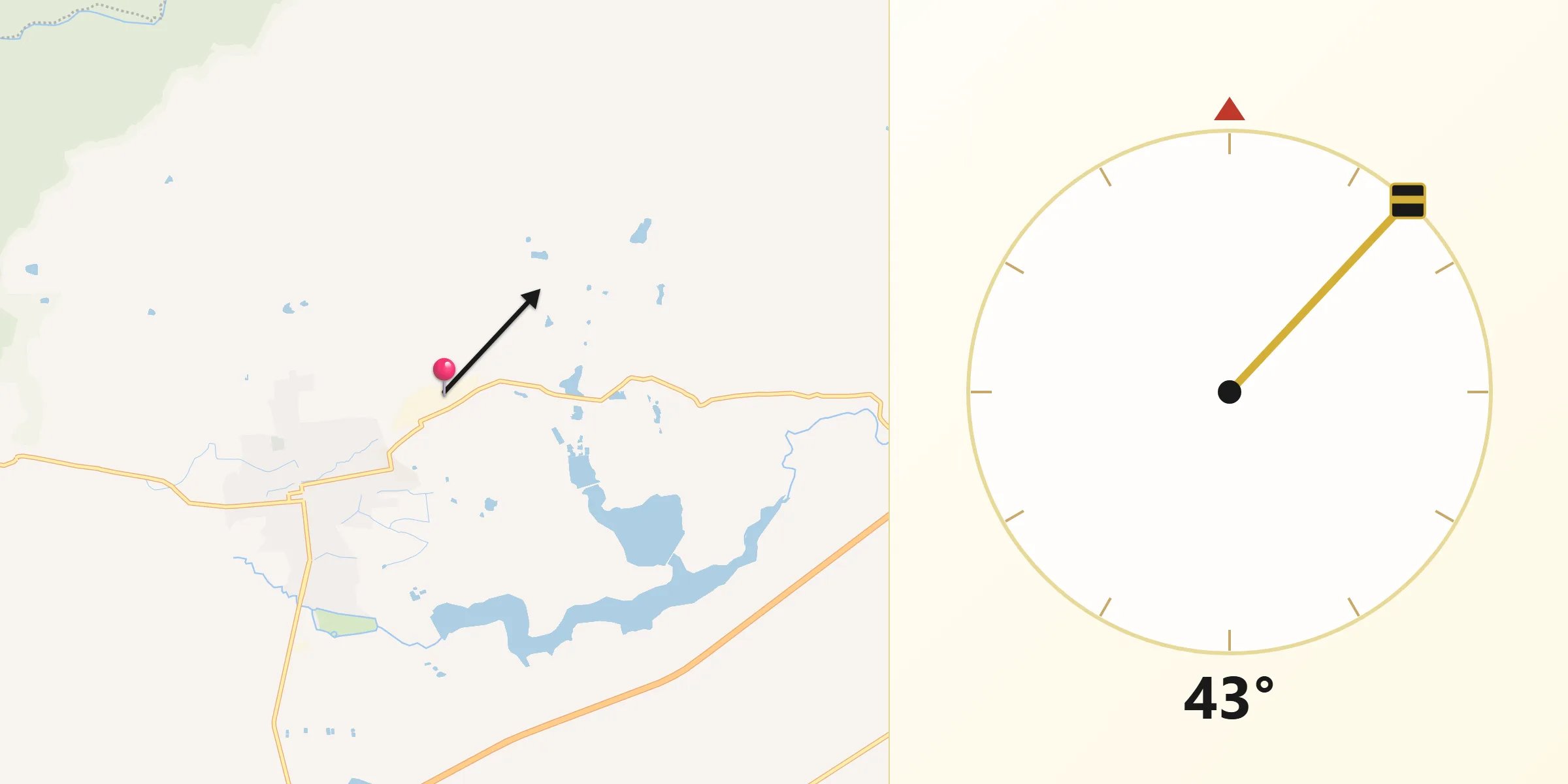 Dirección de la Qibla desde Agua Prieta