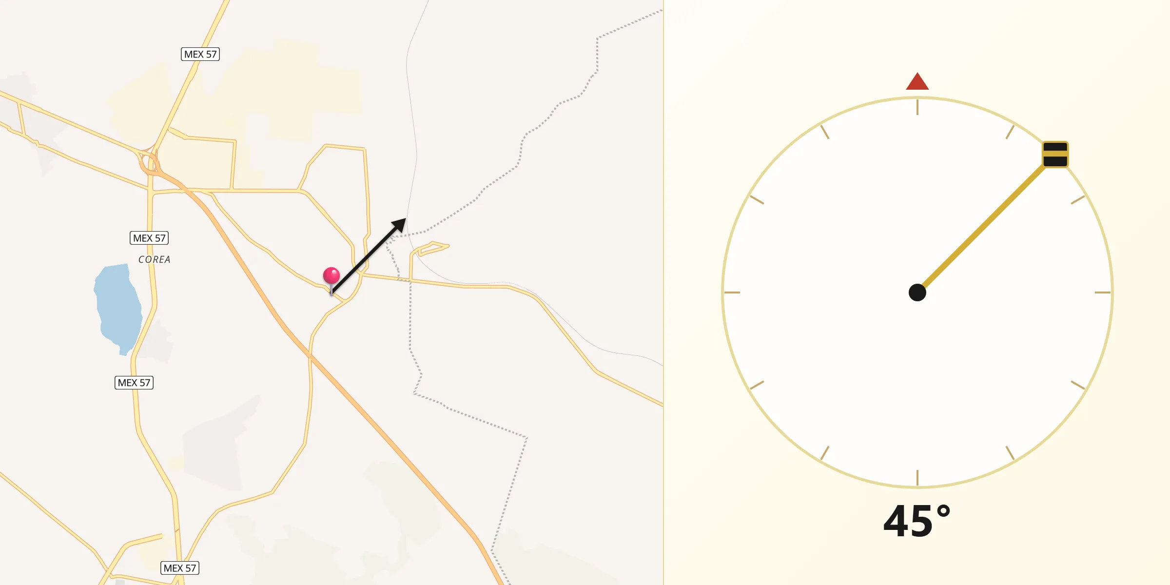 Dirección de la Qibla desde Pintillo