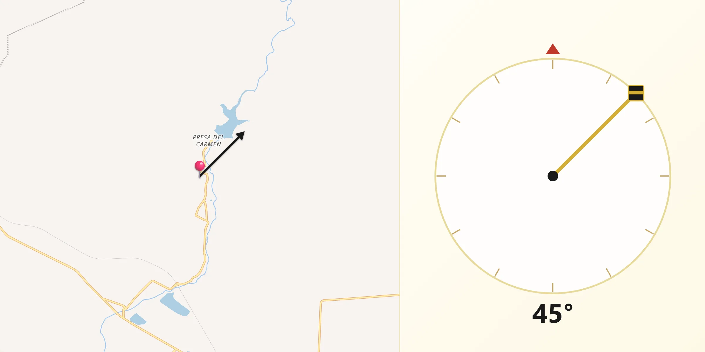 Dirección de la Qibla desde Los Pocitos