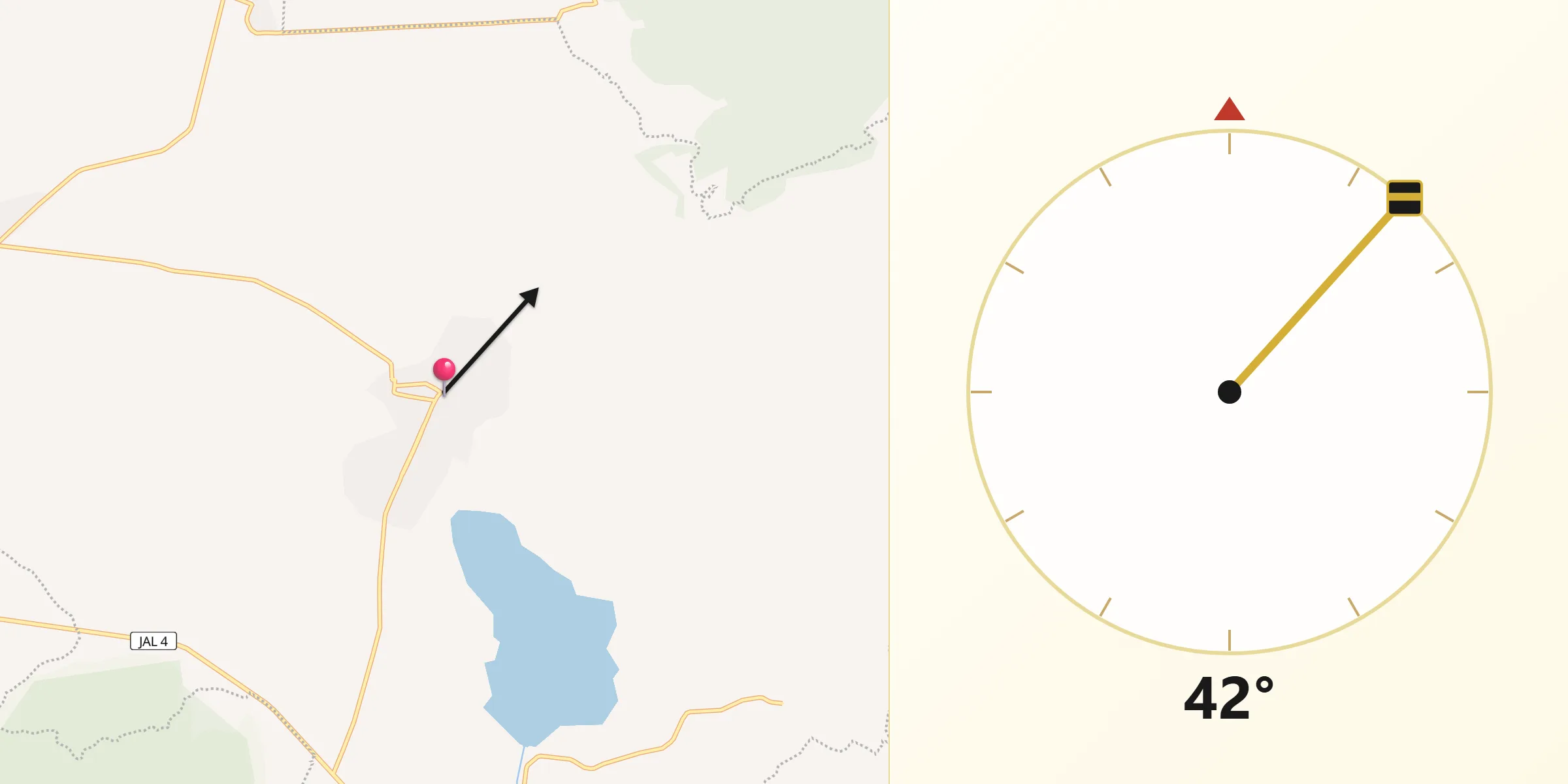 Dirección de la Qibla desde San Juanito de Escobedo