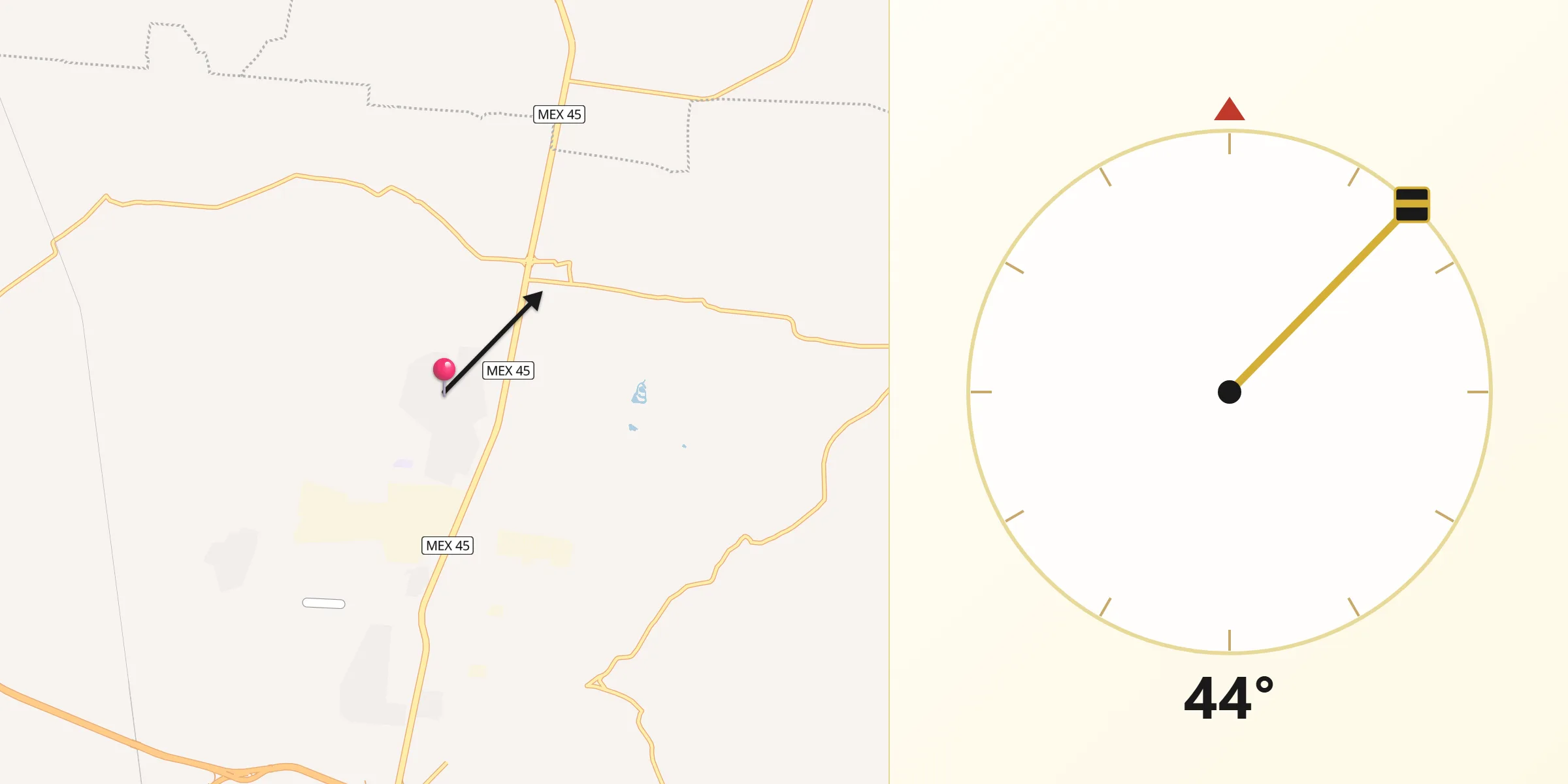 Dirección de la Qibla desde La Calera