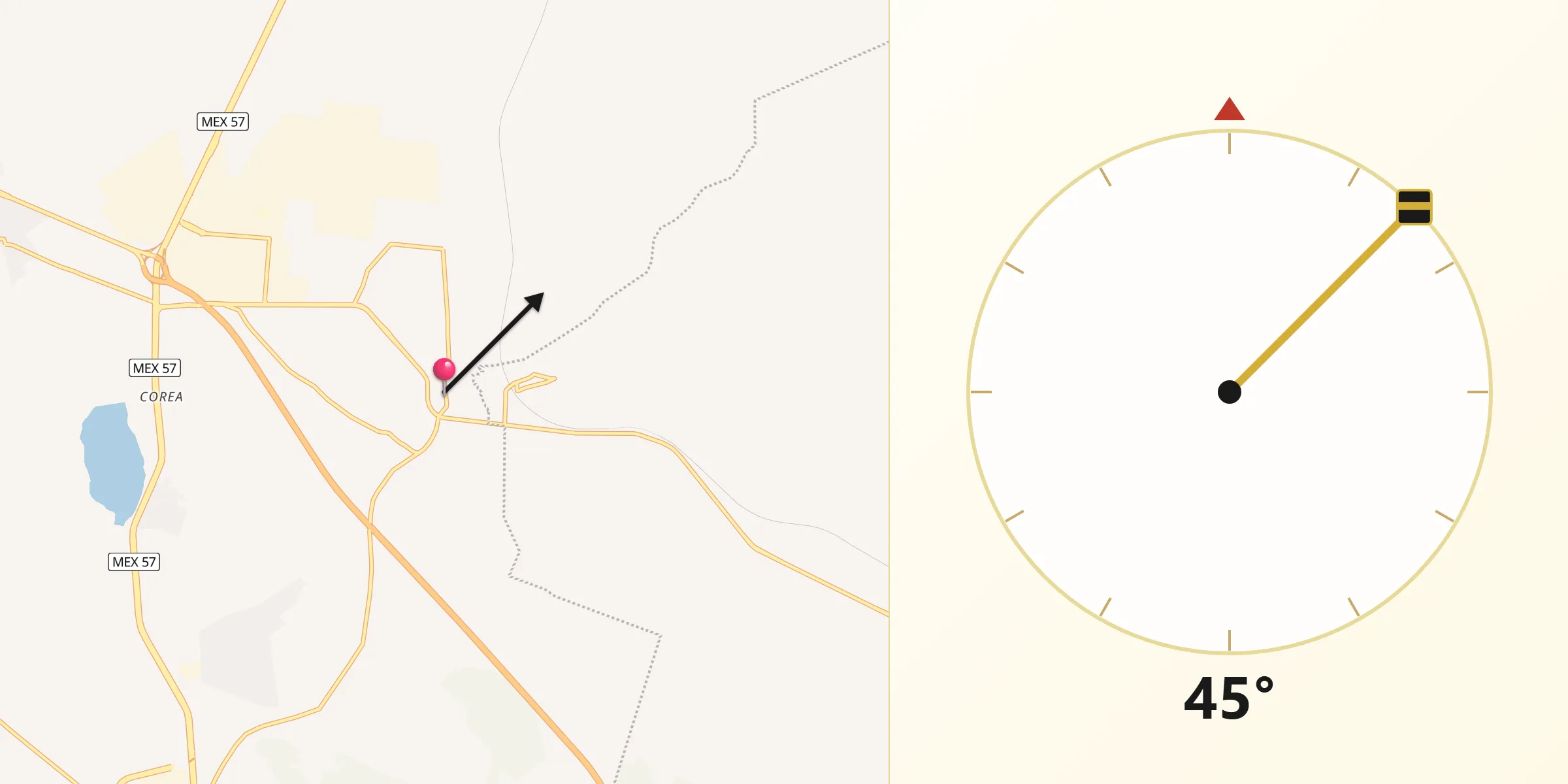 Dirección de la Qibla desde El Pinto