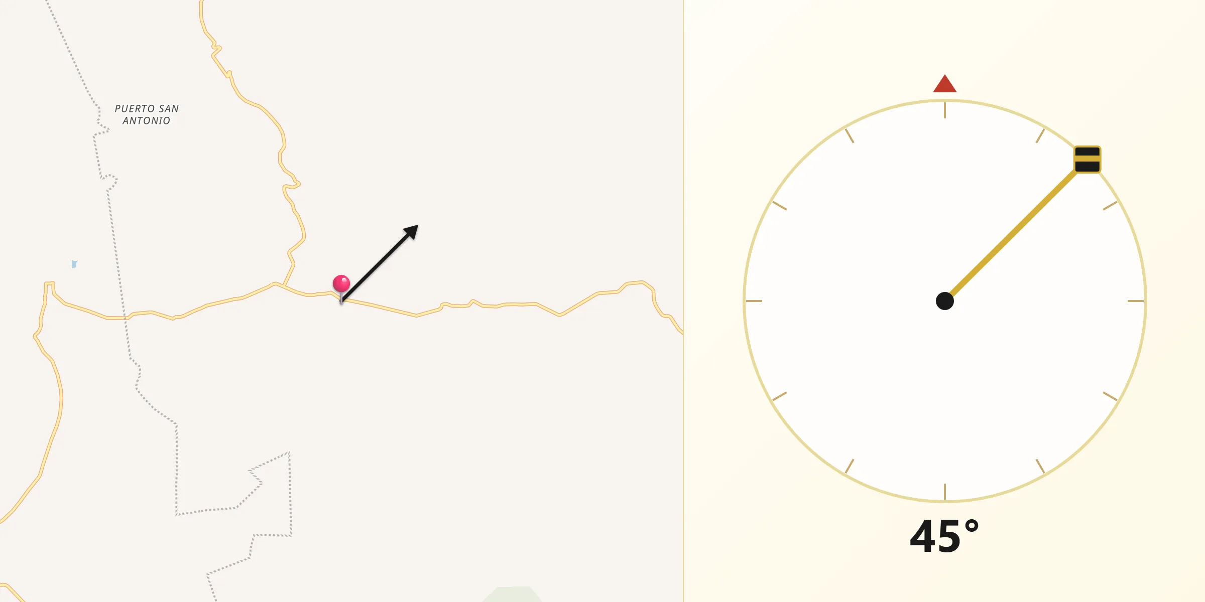 Dirección de la Qibla desde Carbonera
