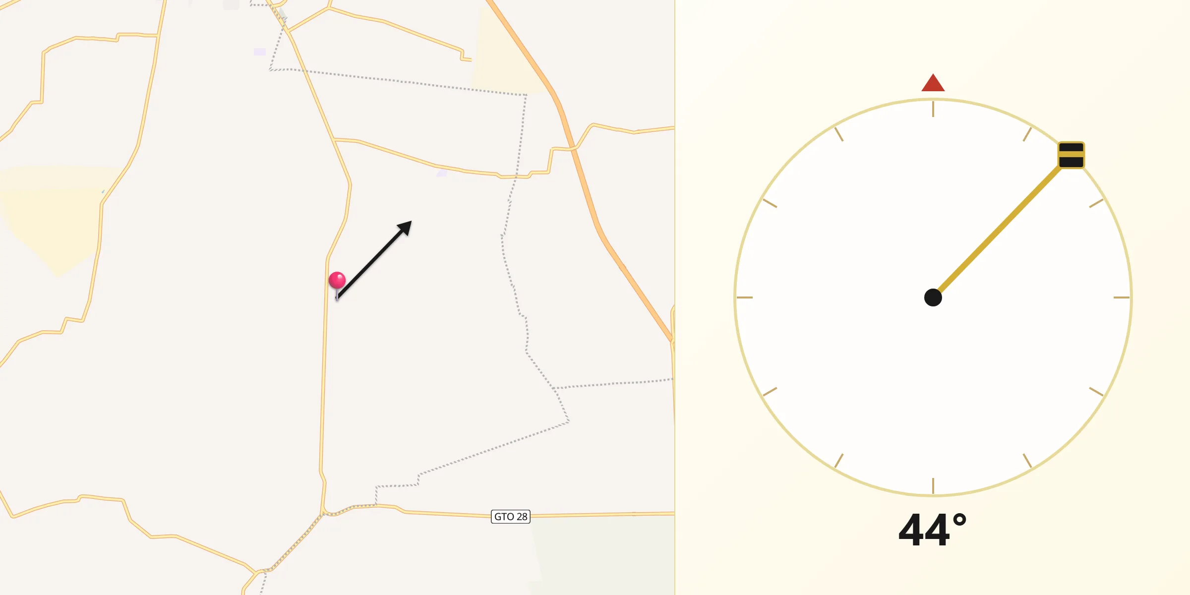 Dirección de la Qibla desde Mezquite Gordo
