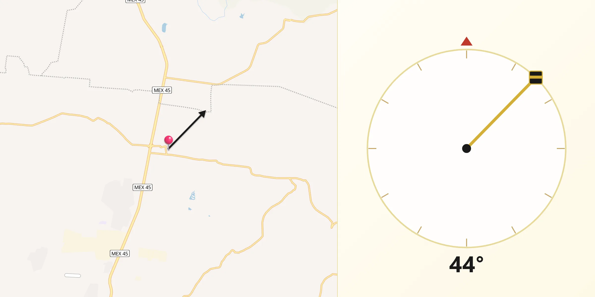 Dirección de la Qibla desde Aldama
