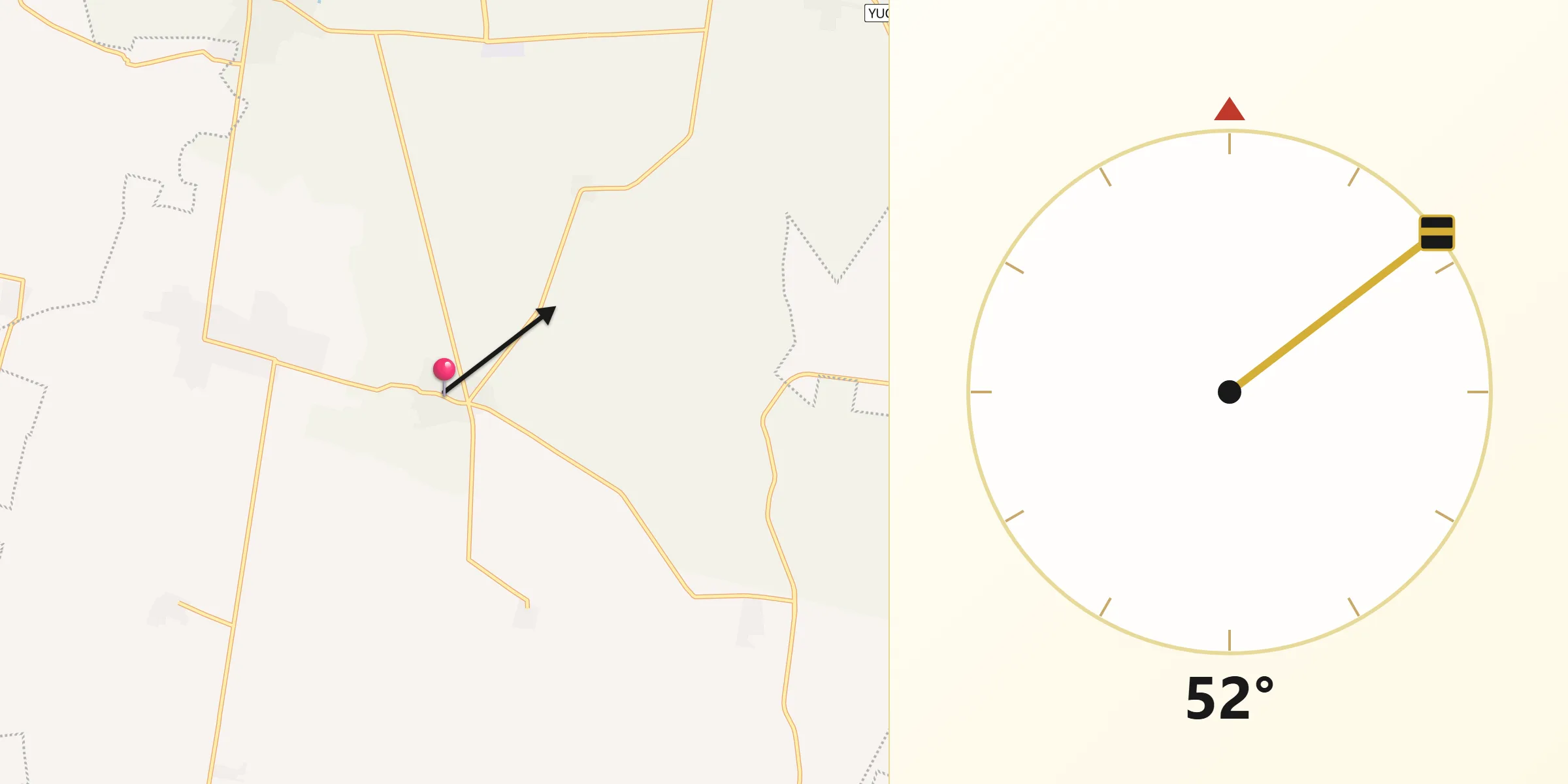 Dirección de la Qibla desde Molas