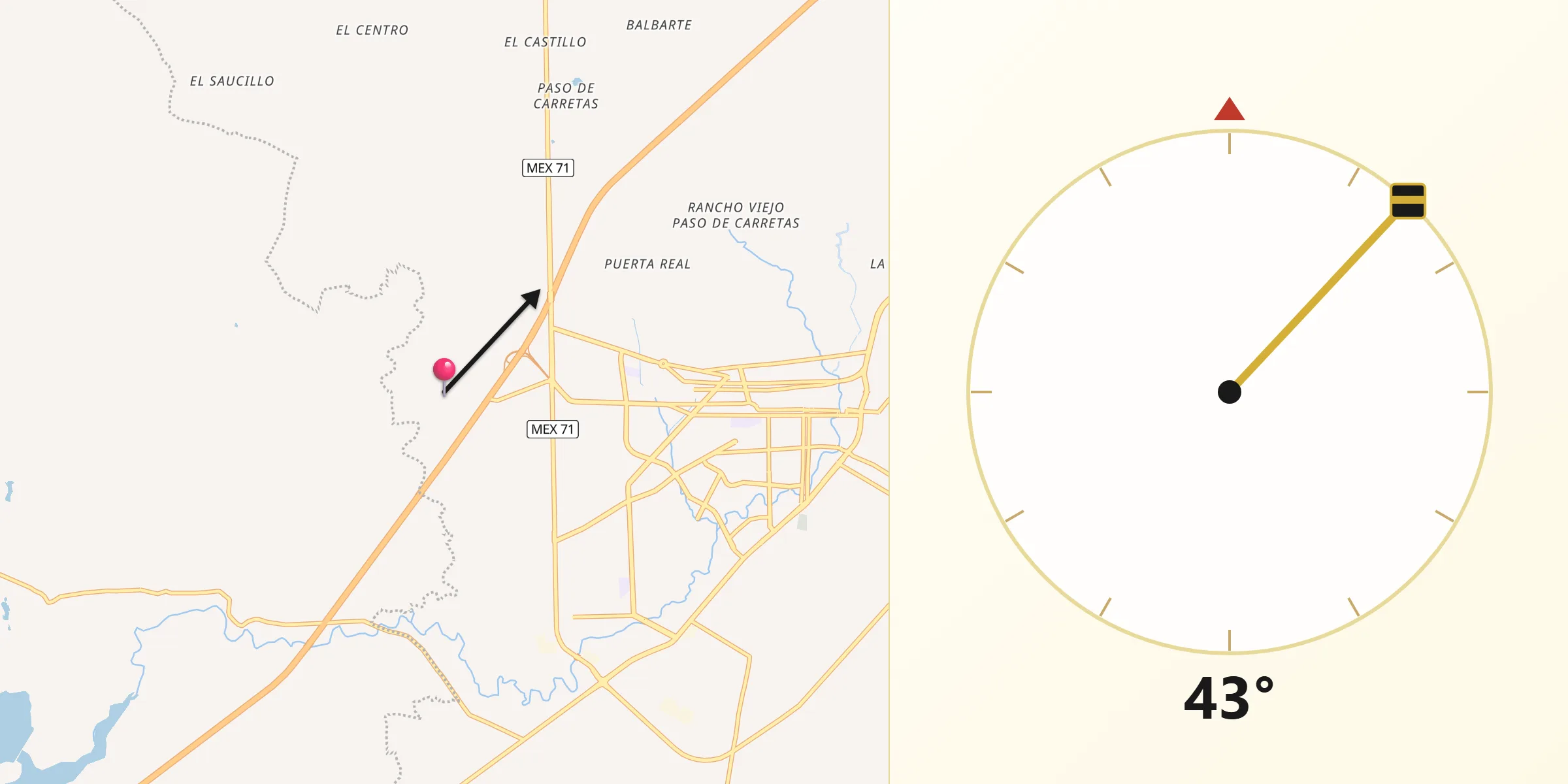 Dirección de la Qibla desde El Pochote