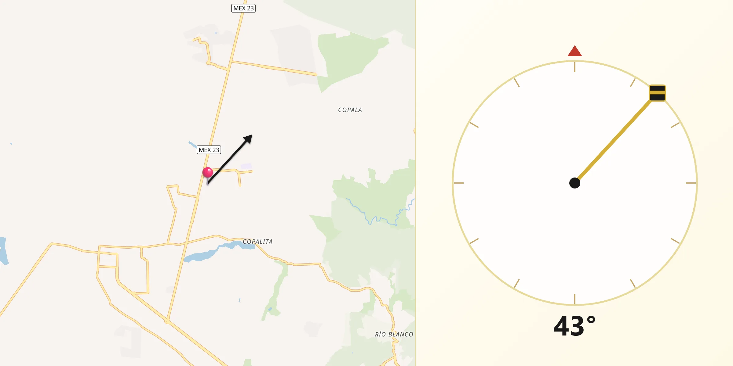 Dirección de la Qibla desde Campestre las Palomas Fraccionamiento