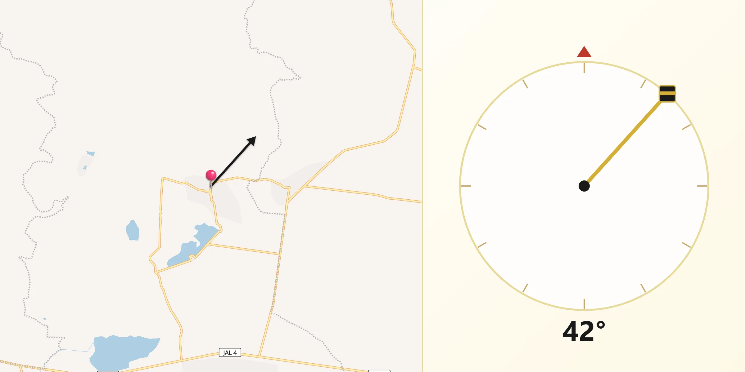 Dirección de la Qibla desde Santa Rosalía Jalisco