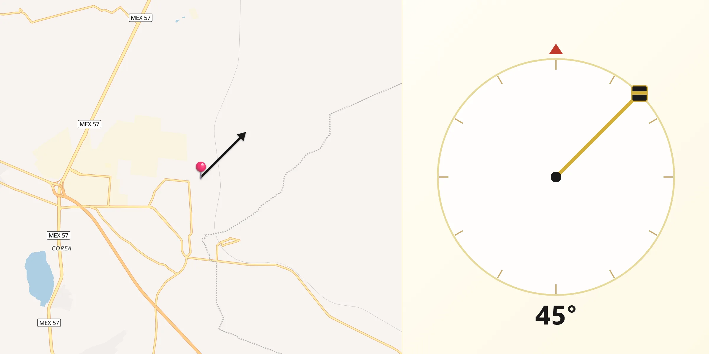 Dirección de la Qibla desde La Estacada