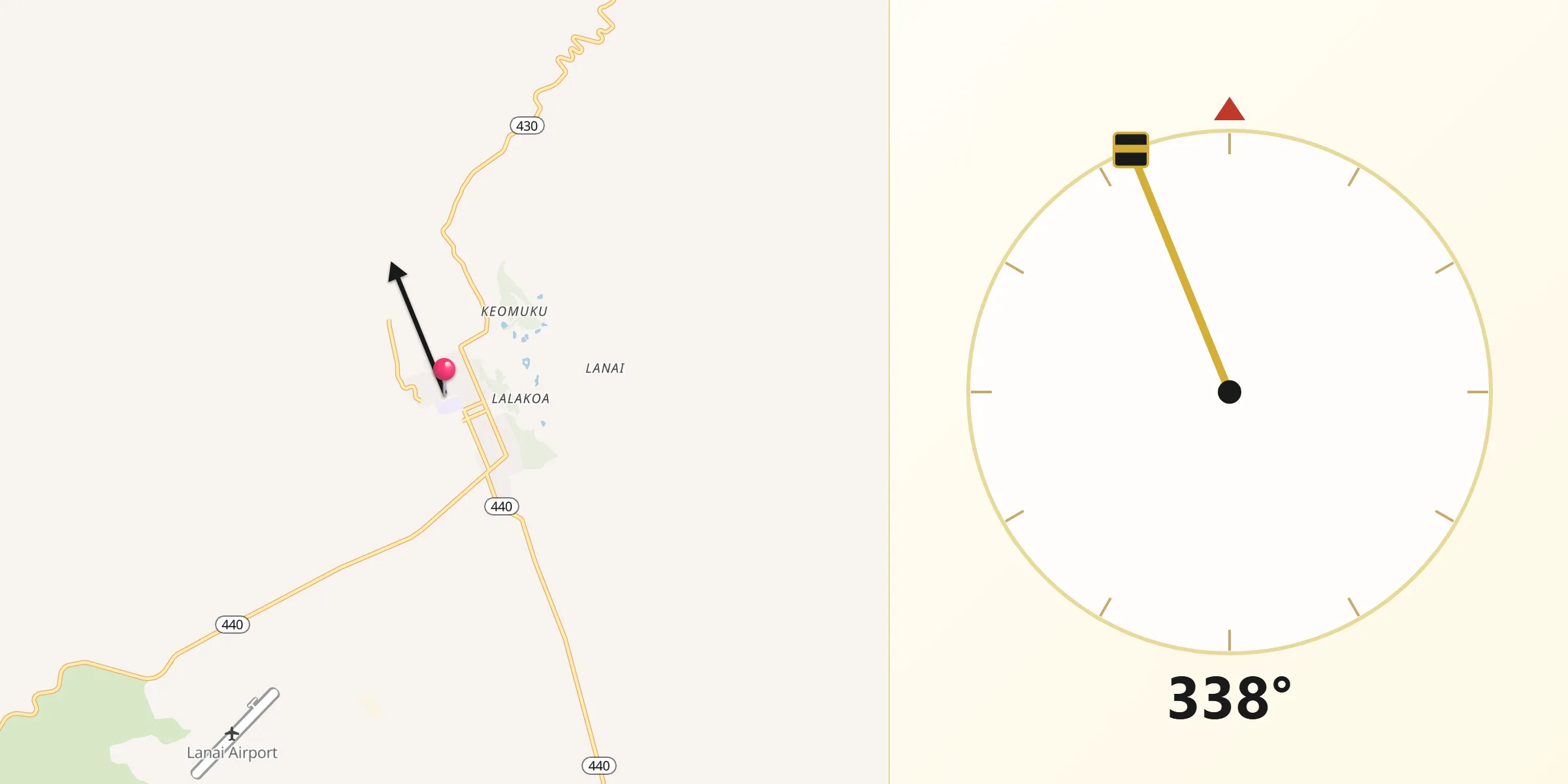 Qibla Direction from Lanai City