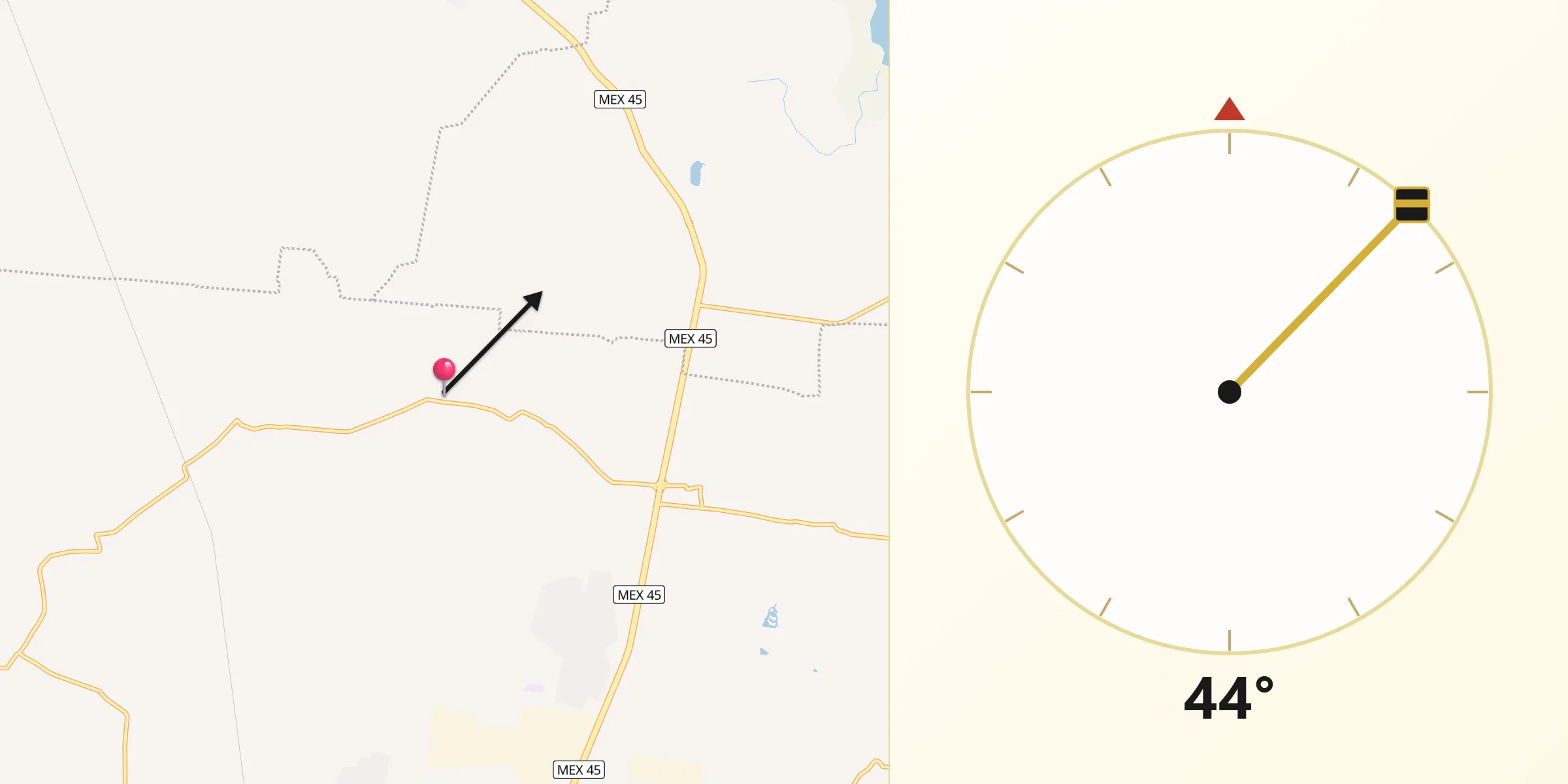 Dirección de la Qibla desde Molino de Santa Ana