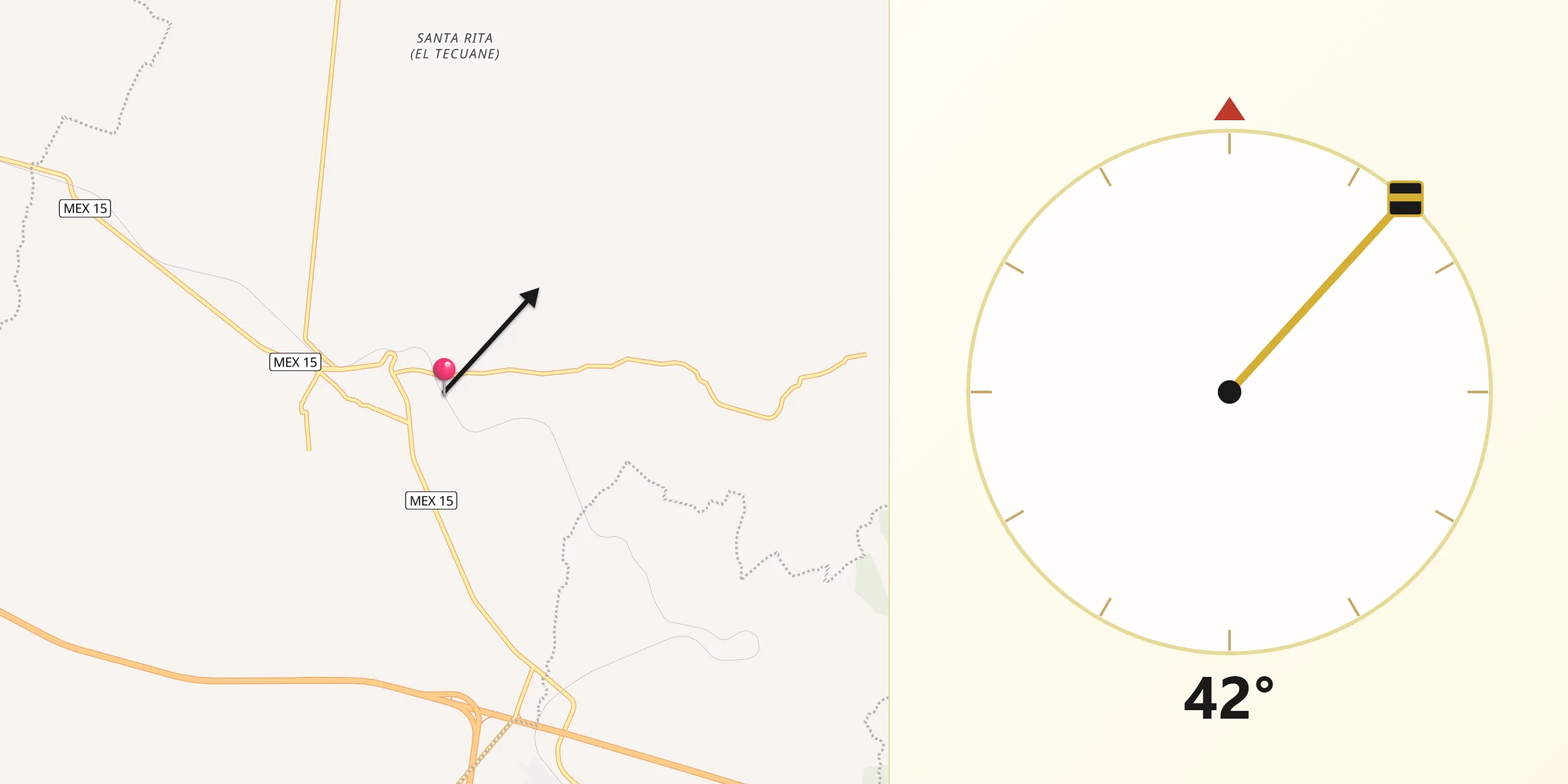 Dirección de la Qibla desde Amatitán
