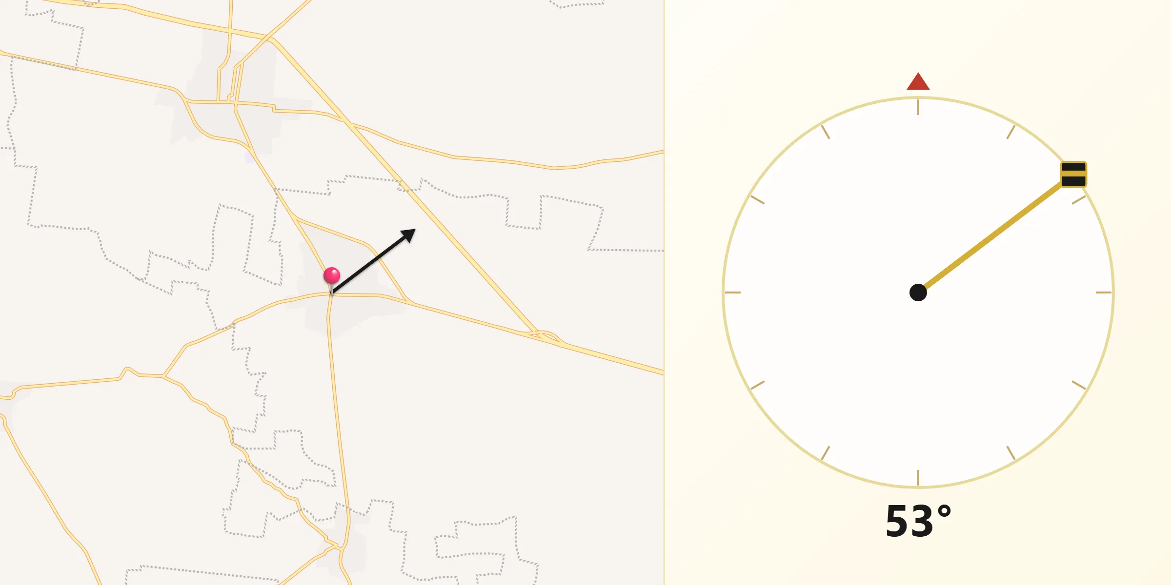 Dirección de la Qibla desde Xocchel