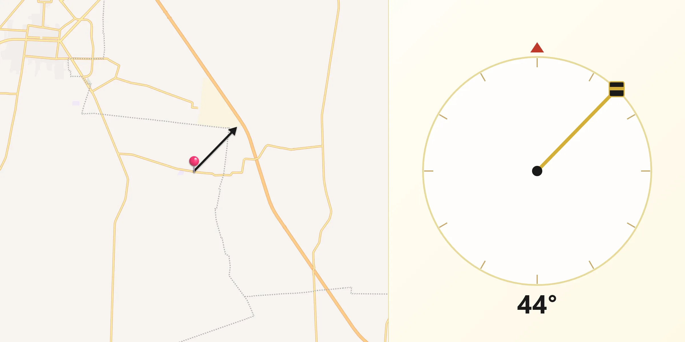 Dirección de la Qibla desde Las Liebres