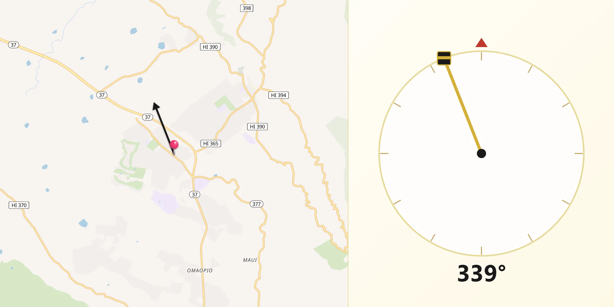 Qibla Direction from Pukalani