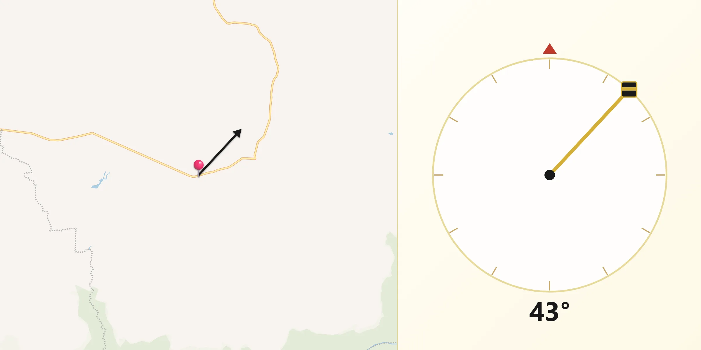 Dirección de la Qibla desde La Mojarra
